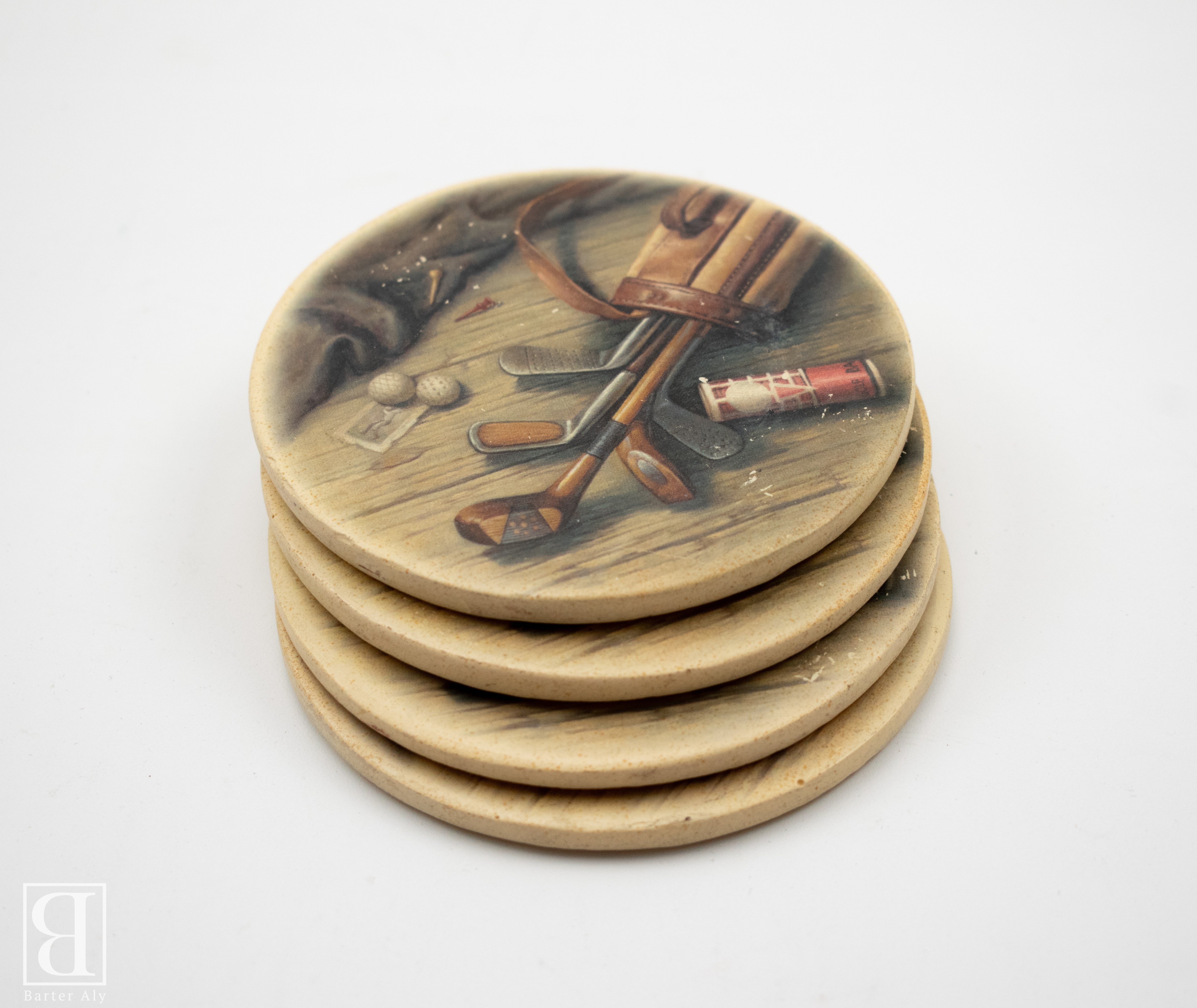 Golf Coaster Set of 4 Vintage Used