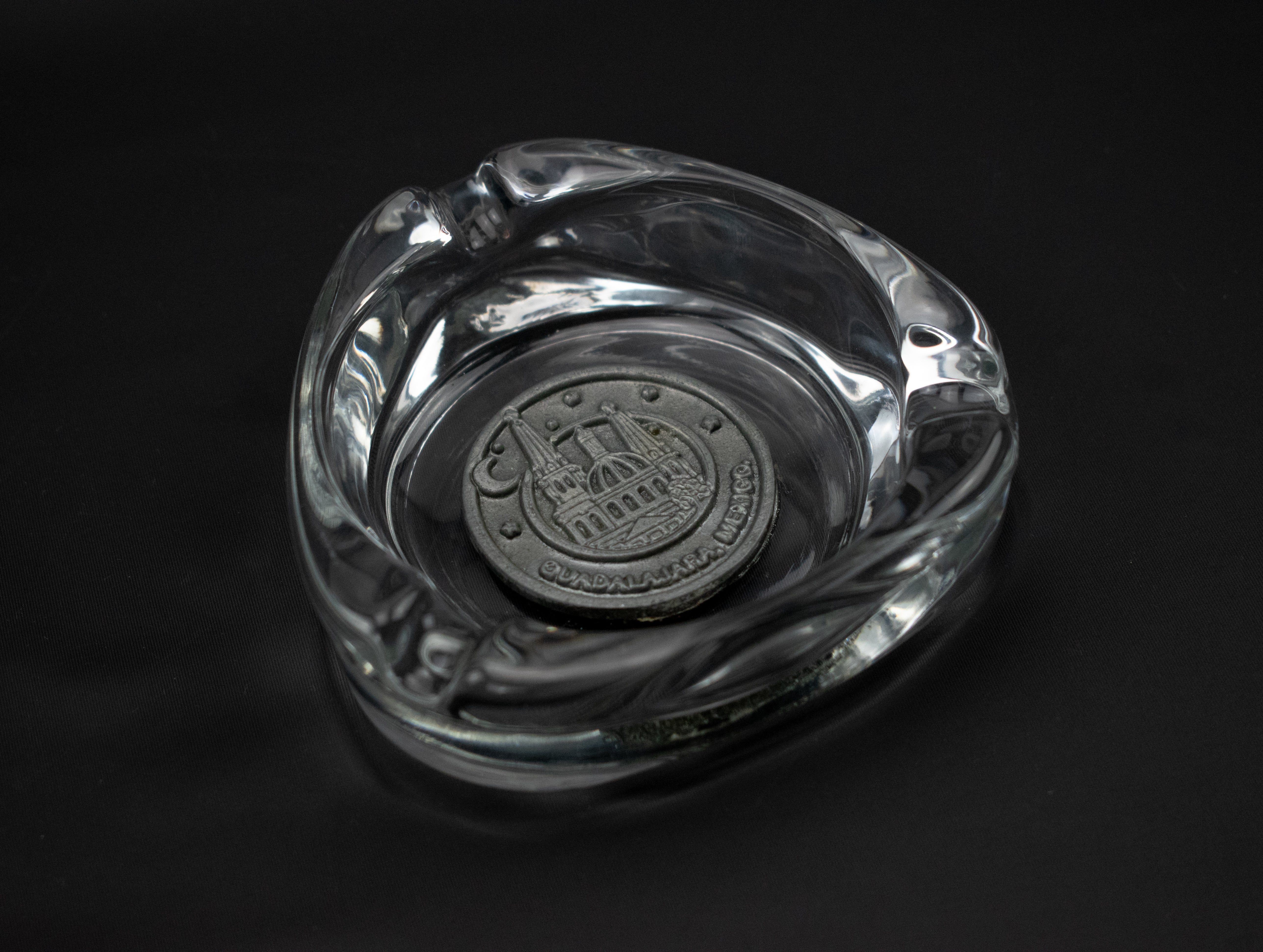 Ashtray Clear Glass Ash Bowl Used Vintage Square 4in Guadalajara Mexico