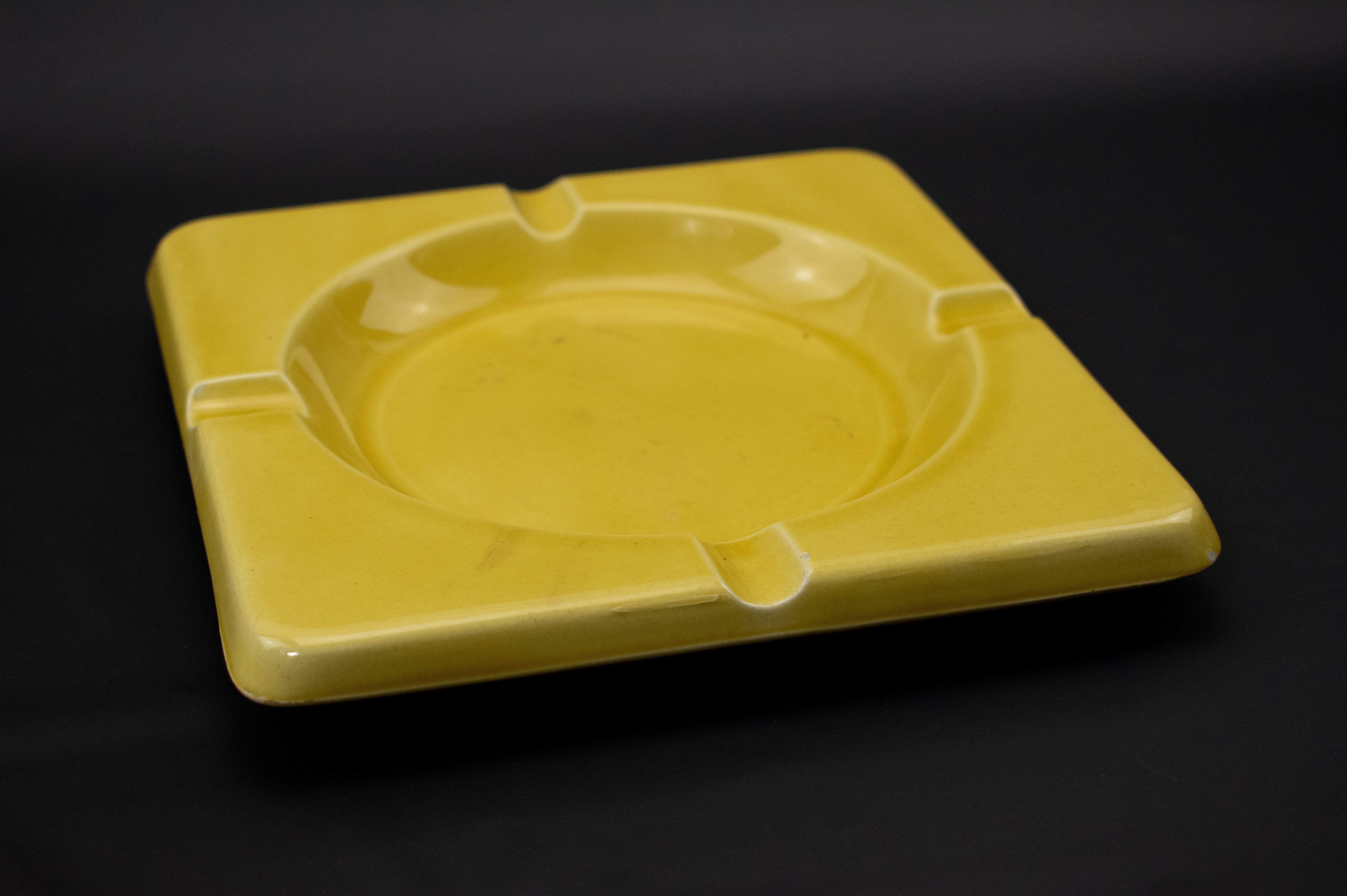 Ashtray Vintage Japan Yellow Ashtray Used 7 inch Yellow Used