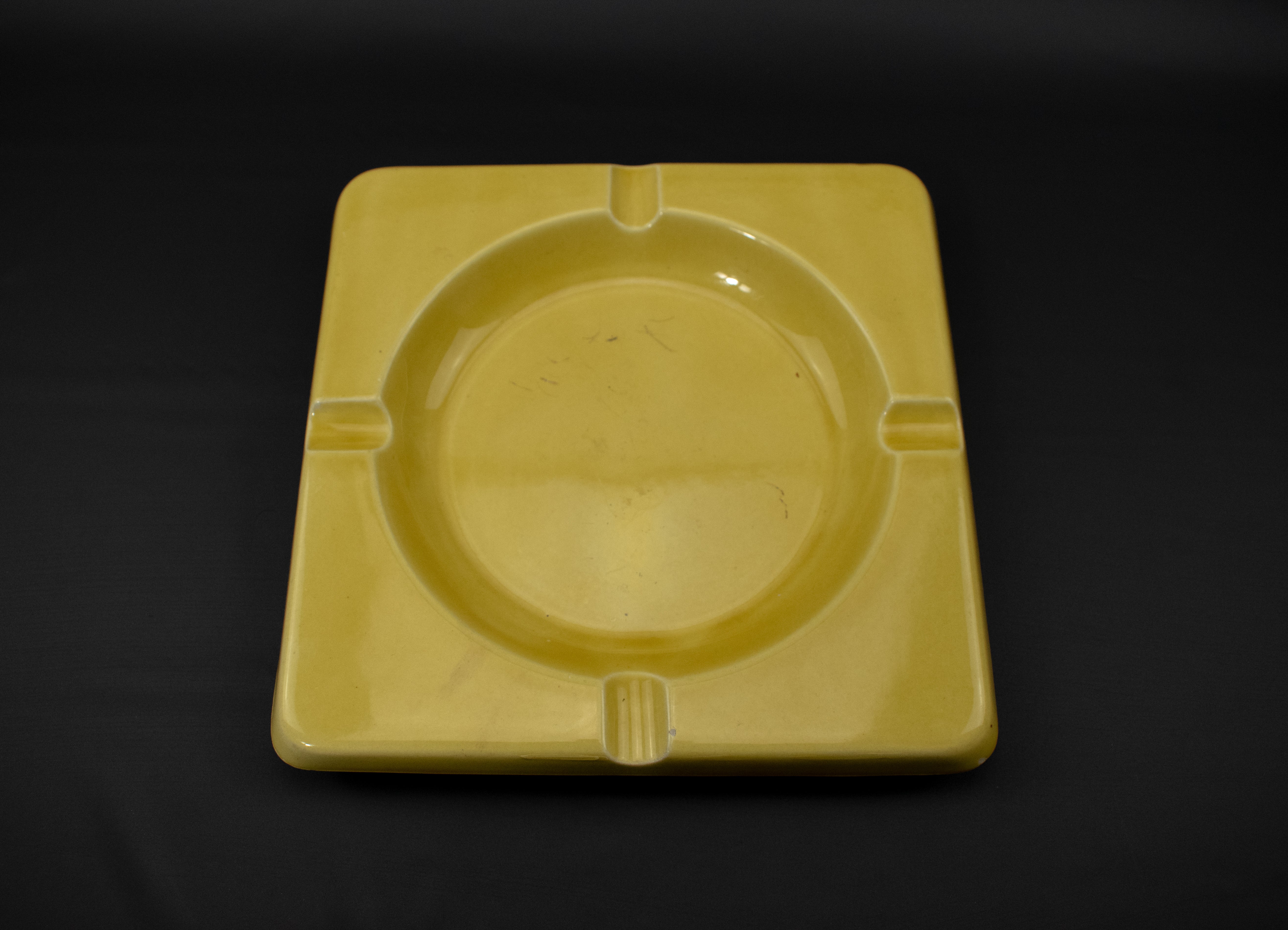 Ashtray Vintage Japan Yellow Ashtray Used 7 inch Yellow Used