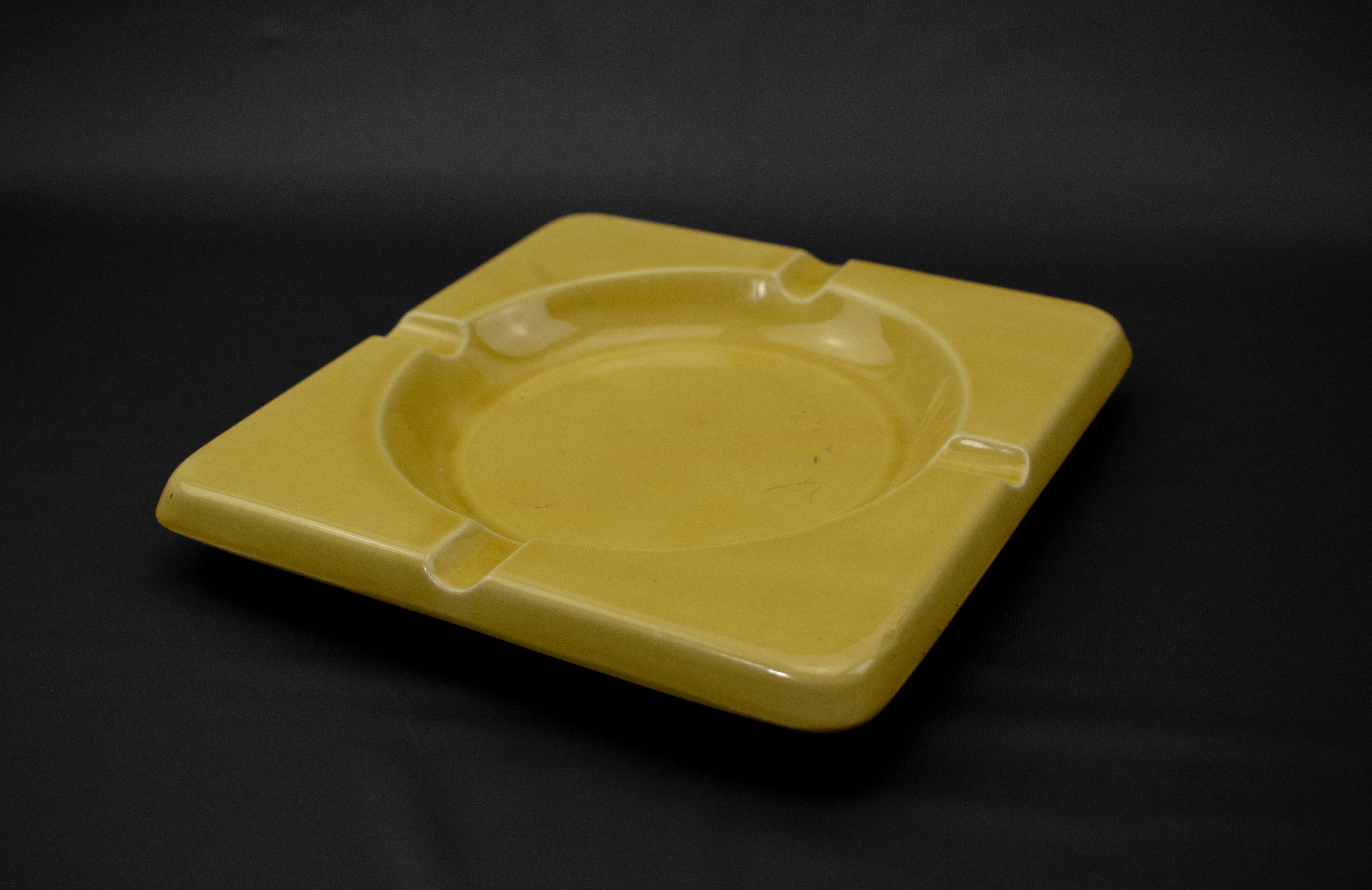 Ashtray Vintage Japan Yellow Ashtray Used 7 inch Yellow Used