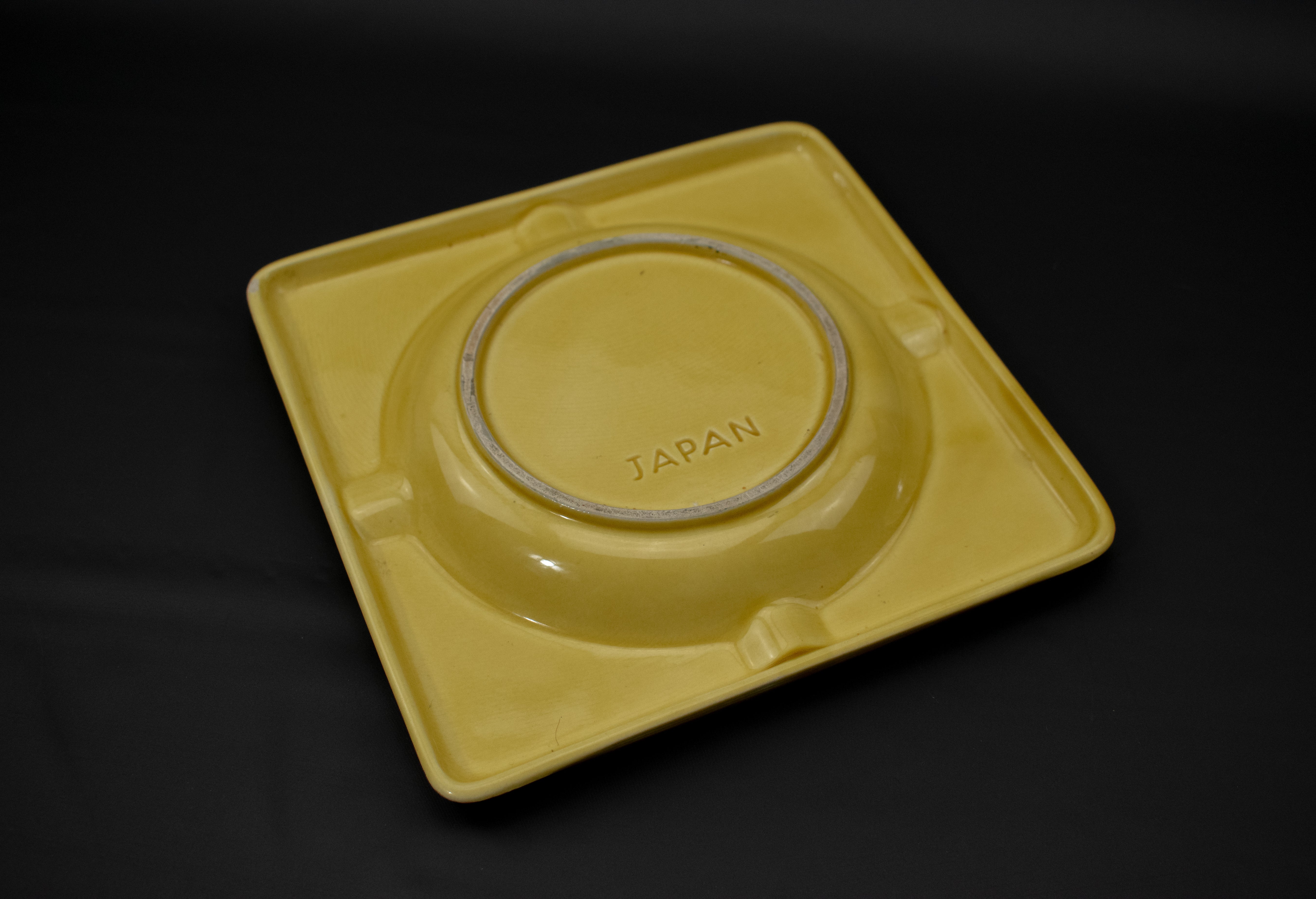 Ashtray Vintage Japan Yellow Ashtray Used 7 inch Yellow Used