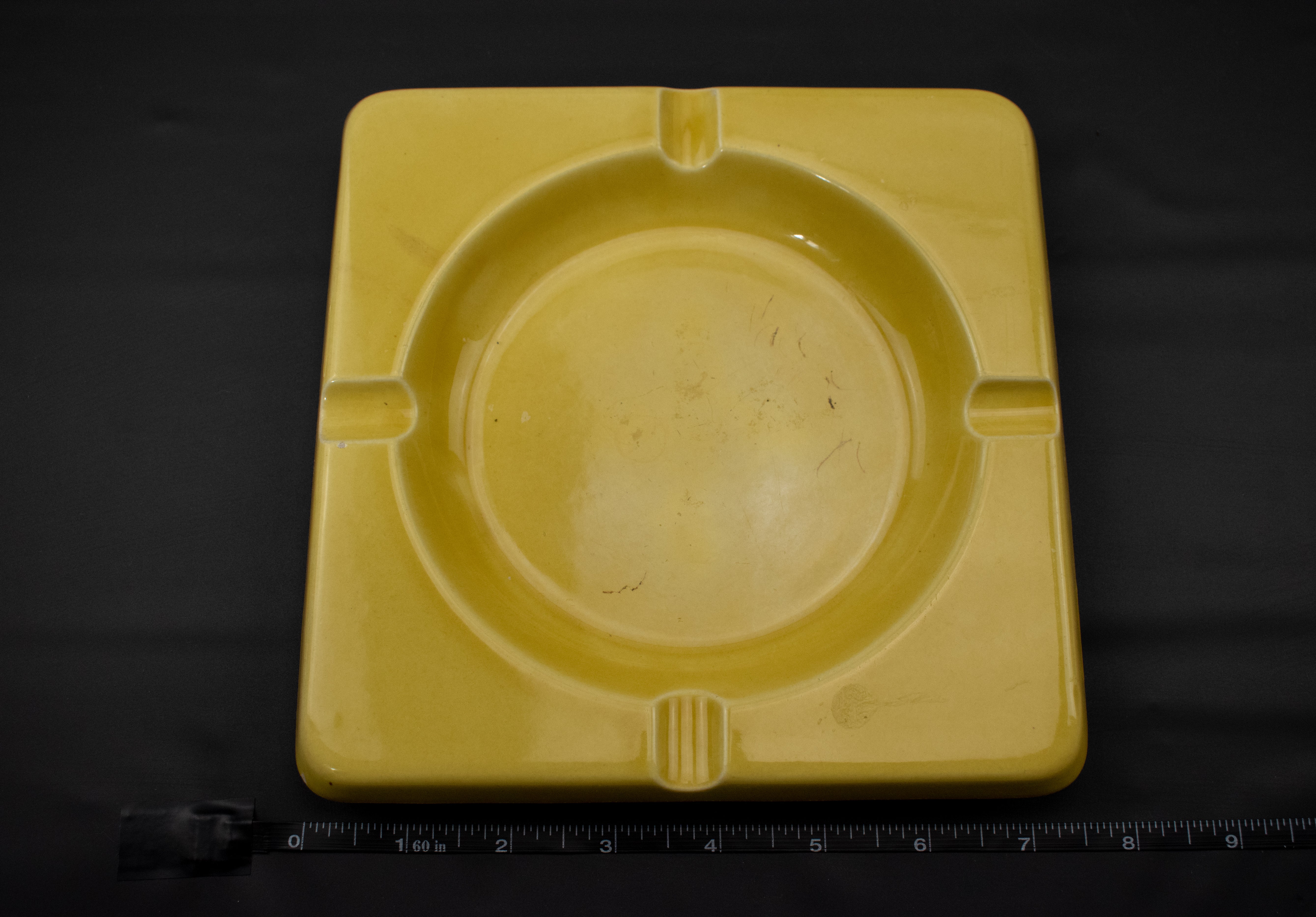 Ashtray Vintage Japan Yellow Ashtray Used 7 inch Yellow Used