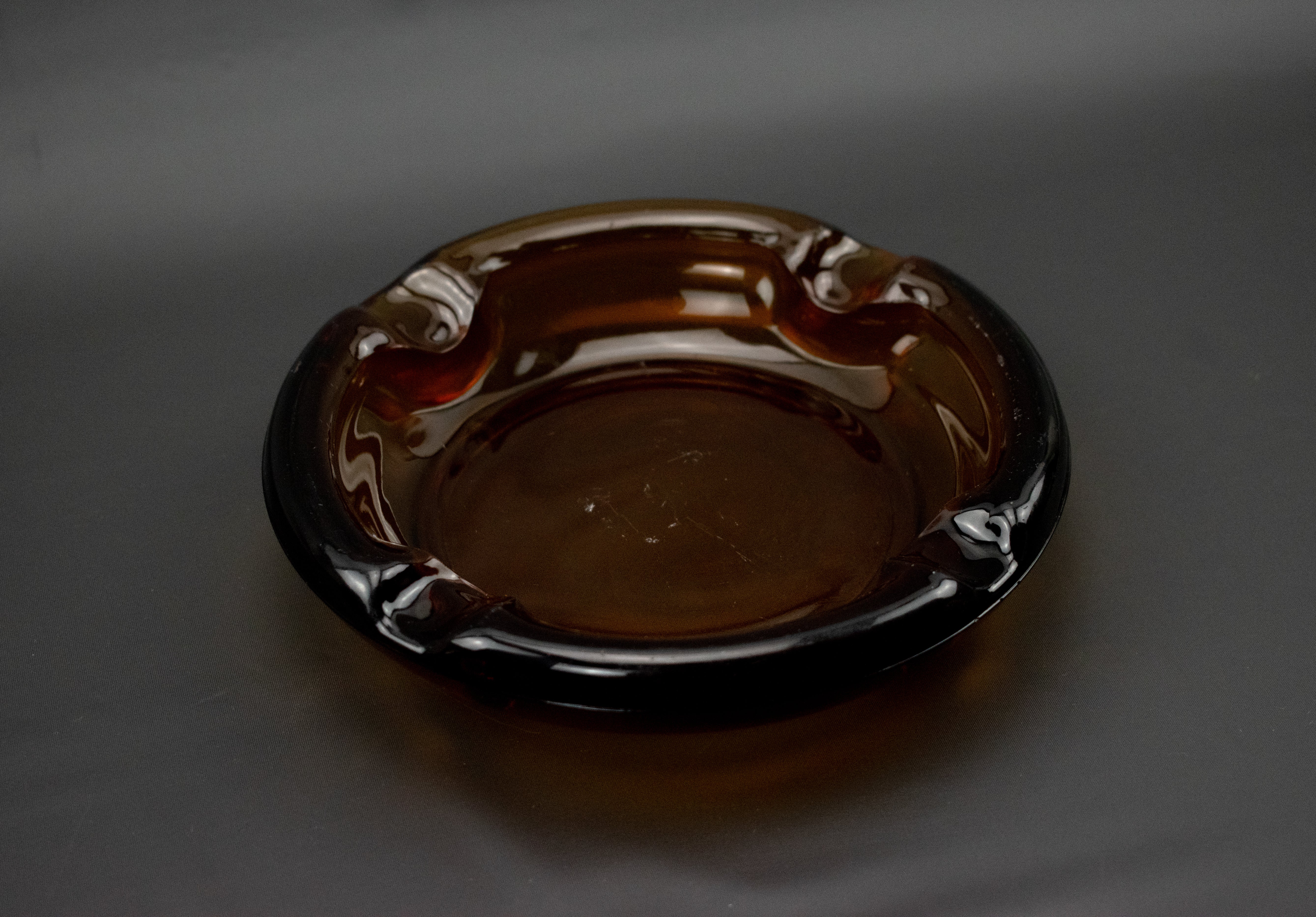 Ashtray Brown Glass Vintage Ashtray Used Large Ash Bowl