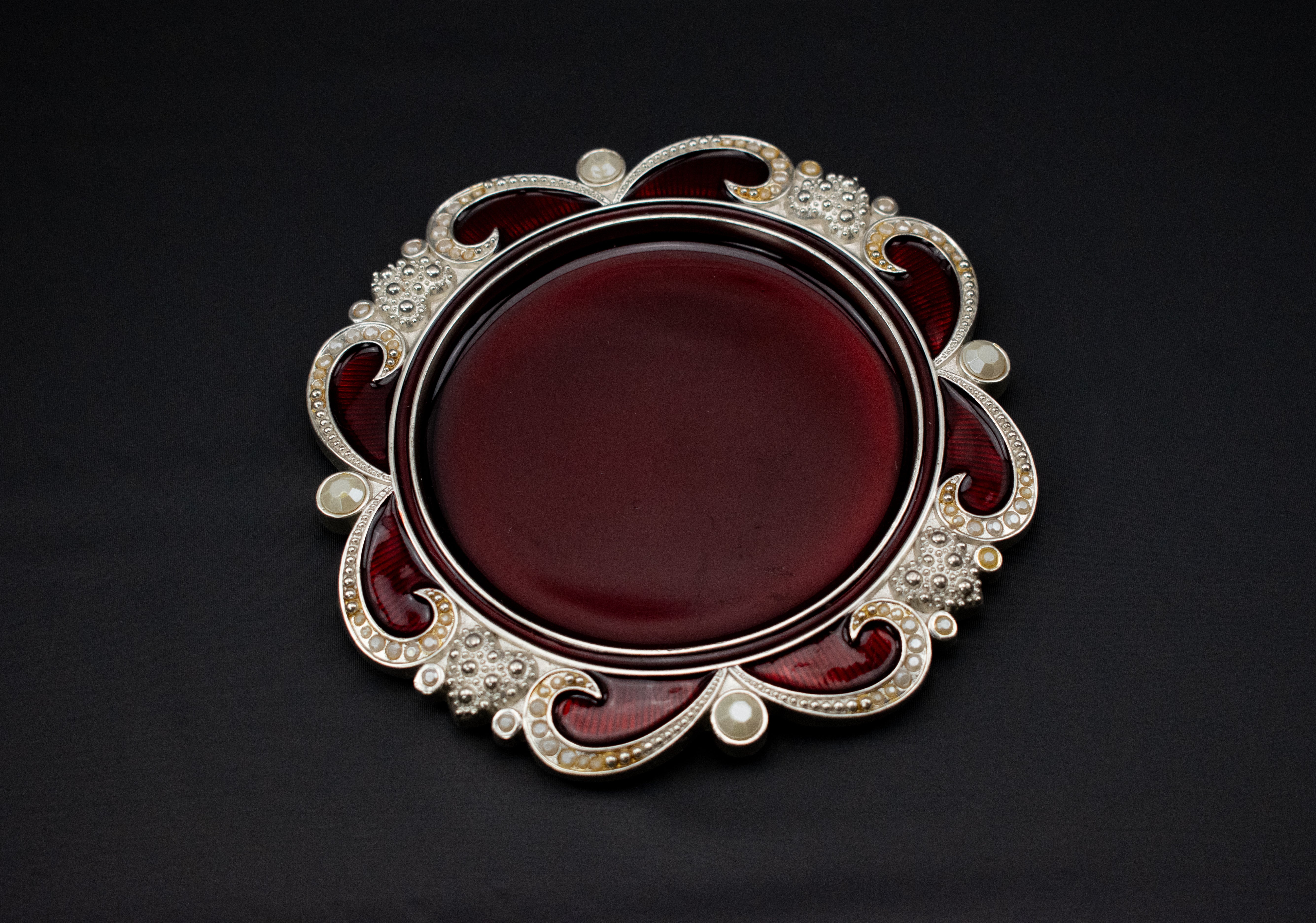Candle Surface Plate Red & Silver Candle Plate Used 5x5 Inch Candle Holder