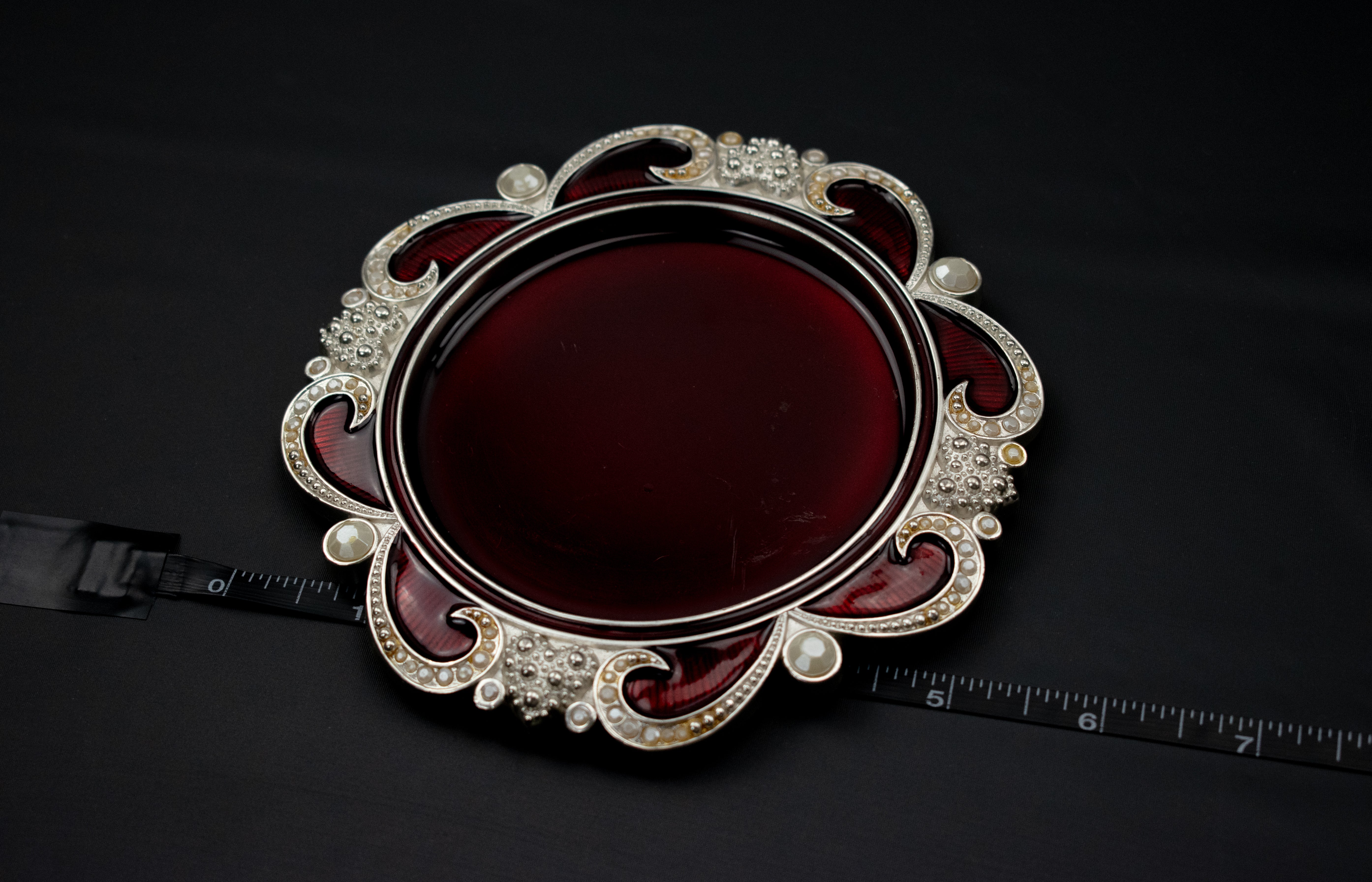 Candle Surface Plate Red & Silver Candle Plate Used 5x5 Inch Candle Holder