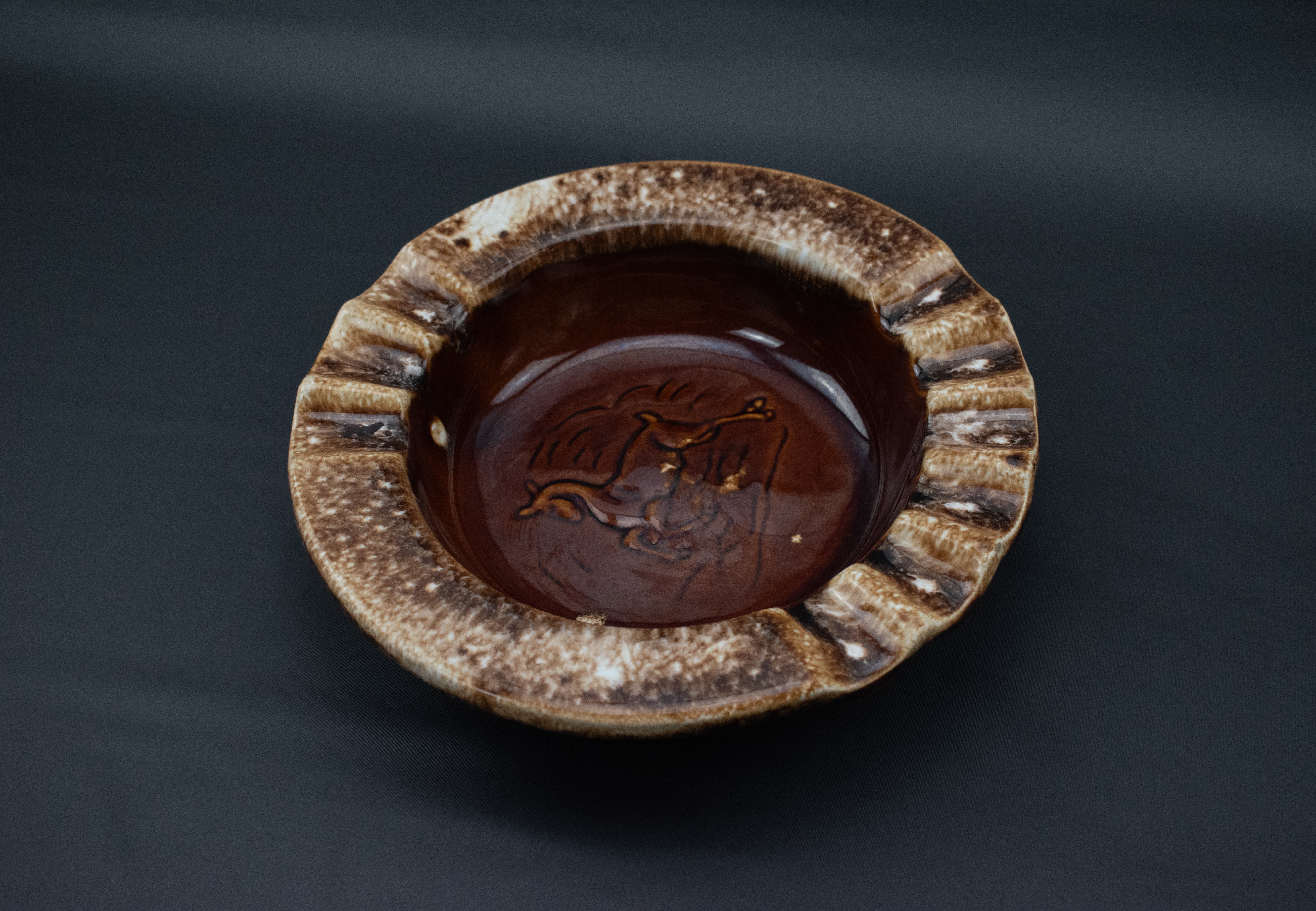 Ashtray Brown Horse Western Artsy Decorative Used Ashtray Bowl 7inch