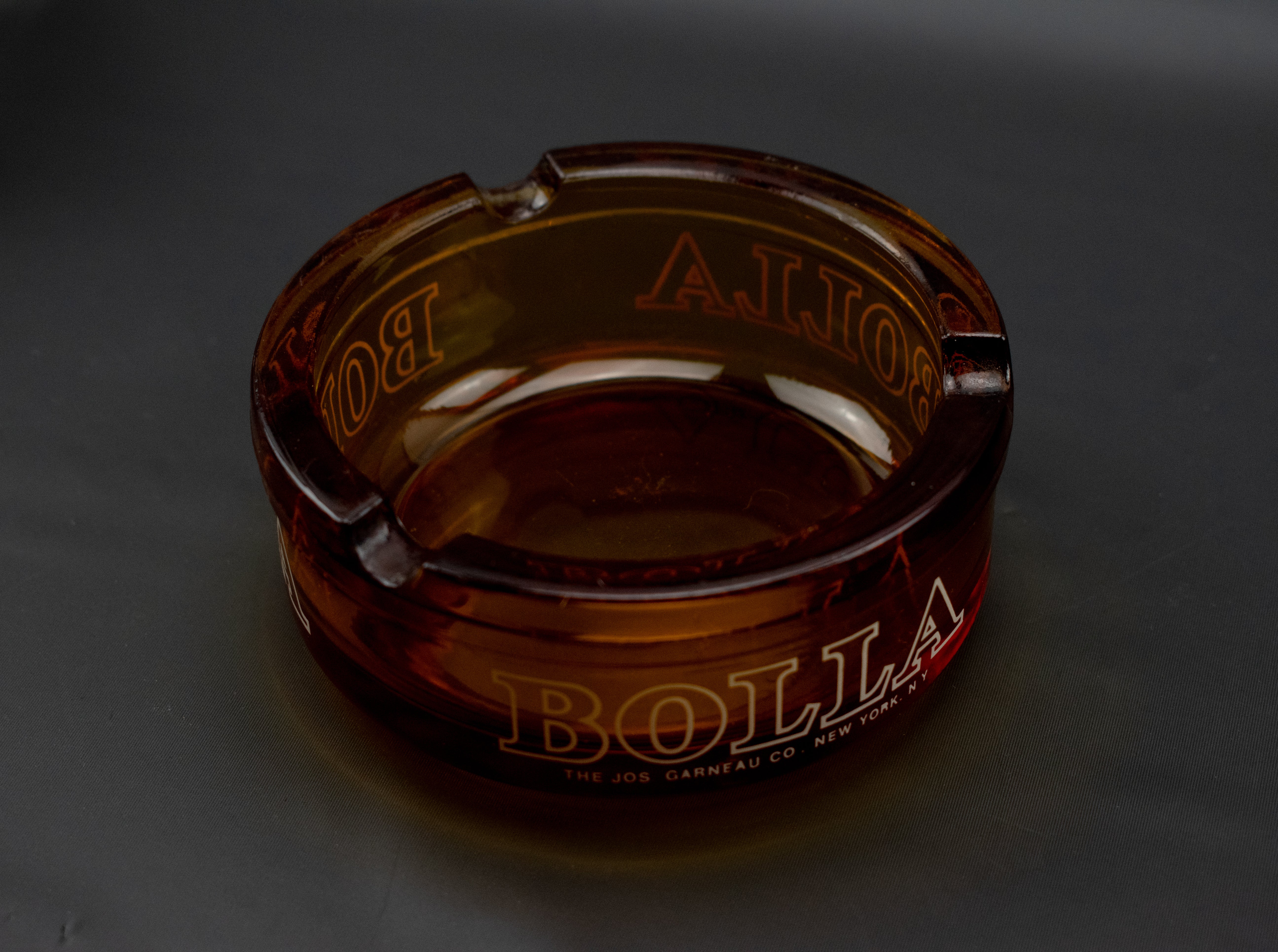 Bolla Brown Ash Tray Clear Vintage The Jos Garneau Co New York Used 4 inch