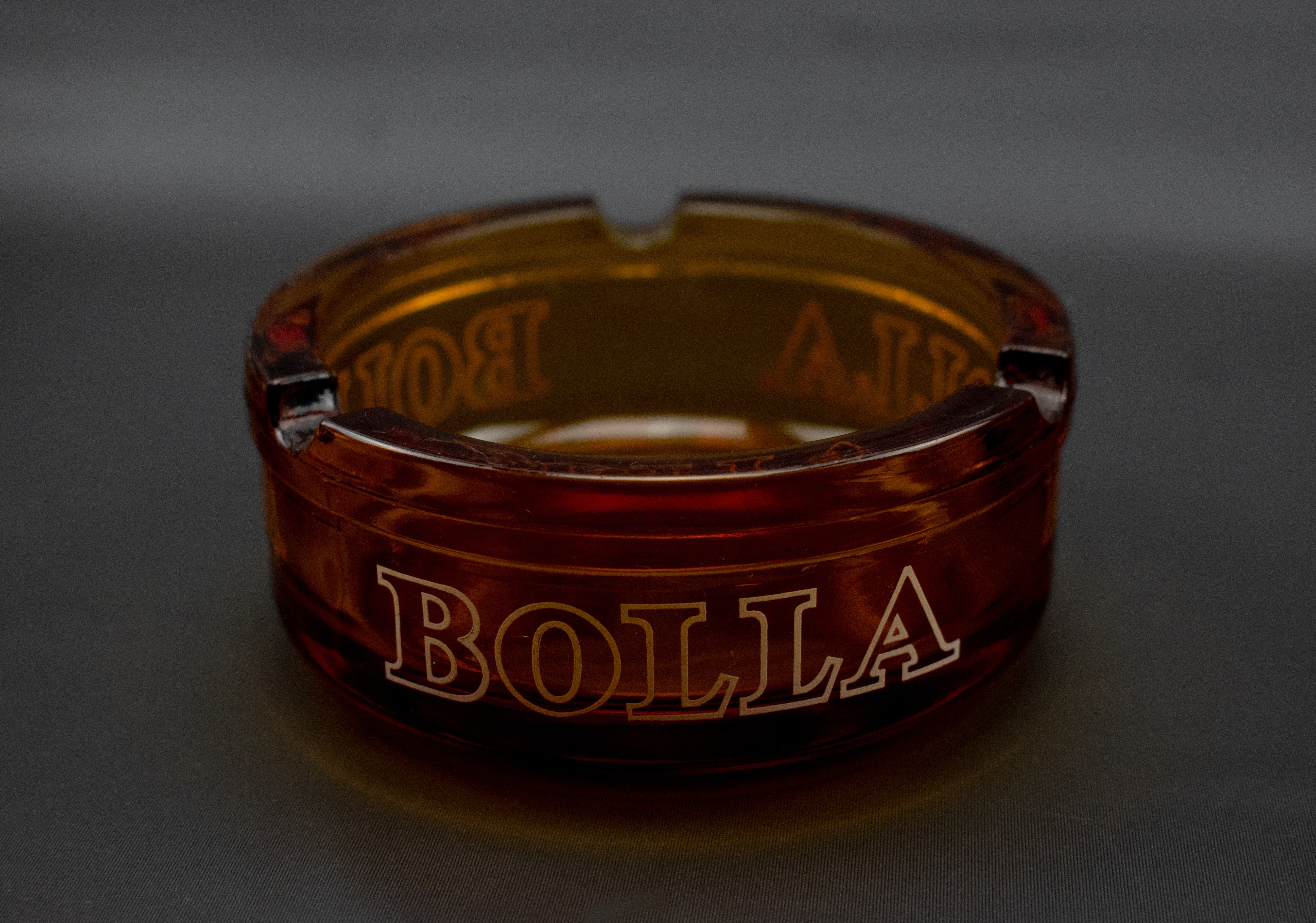 Bolla Brown Ash Tray Clear Vintage The Jos Garneau Co New York Used 4 inch