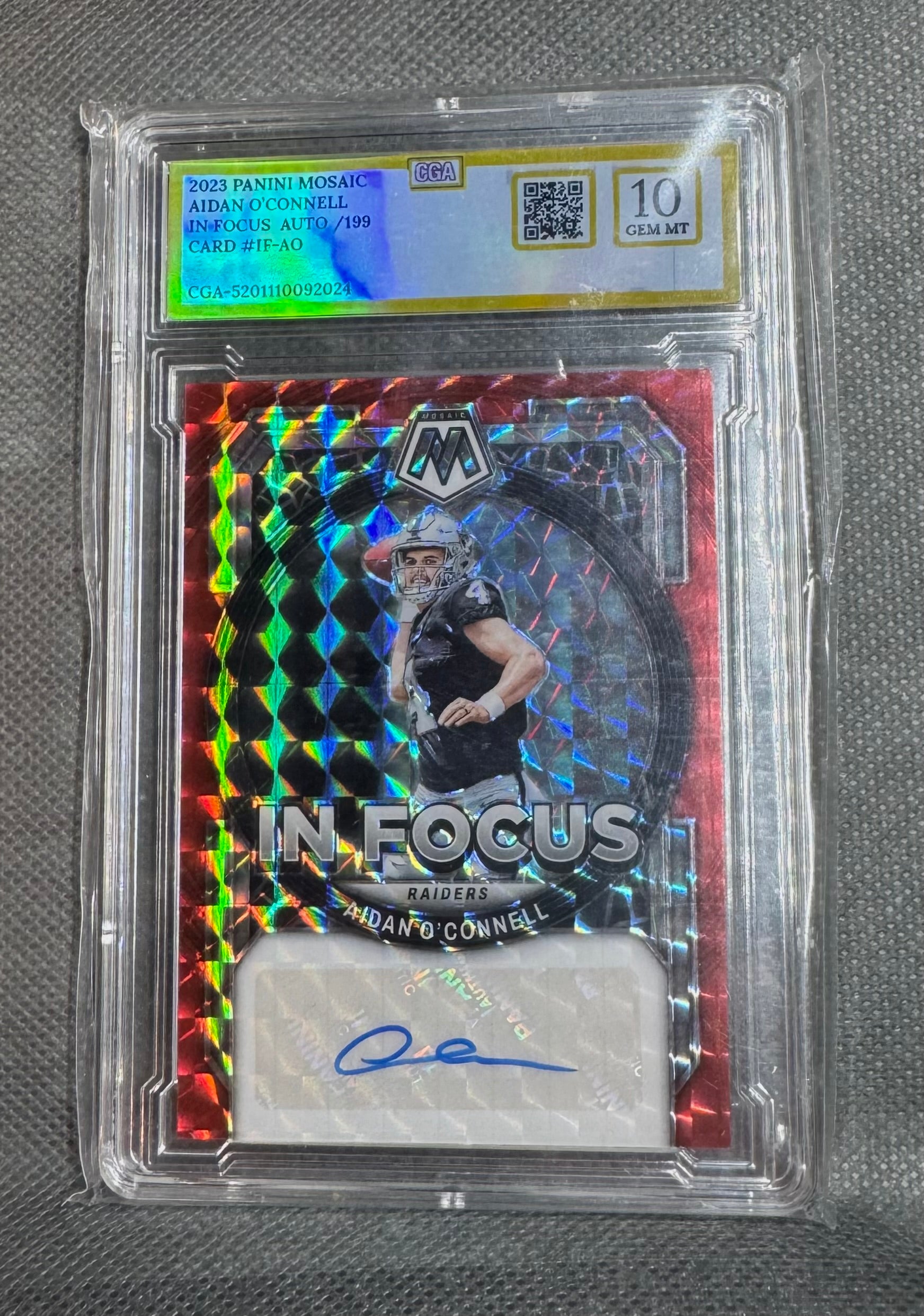 2023 panini mosaic aidan o'connell auto /199 gem mint 10