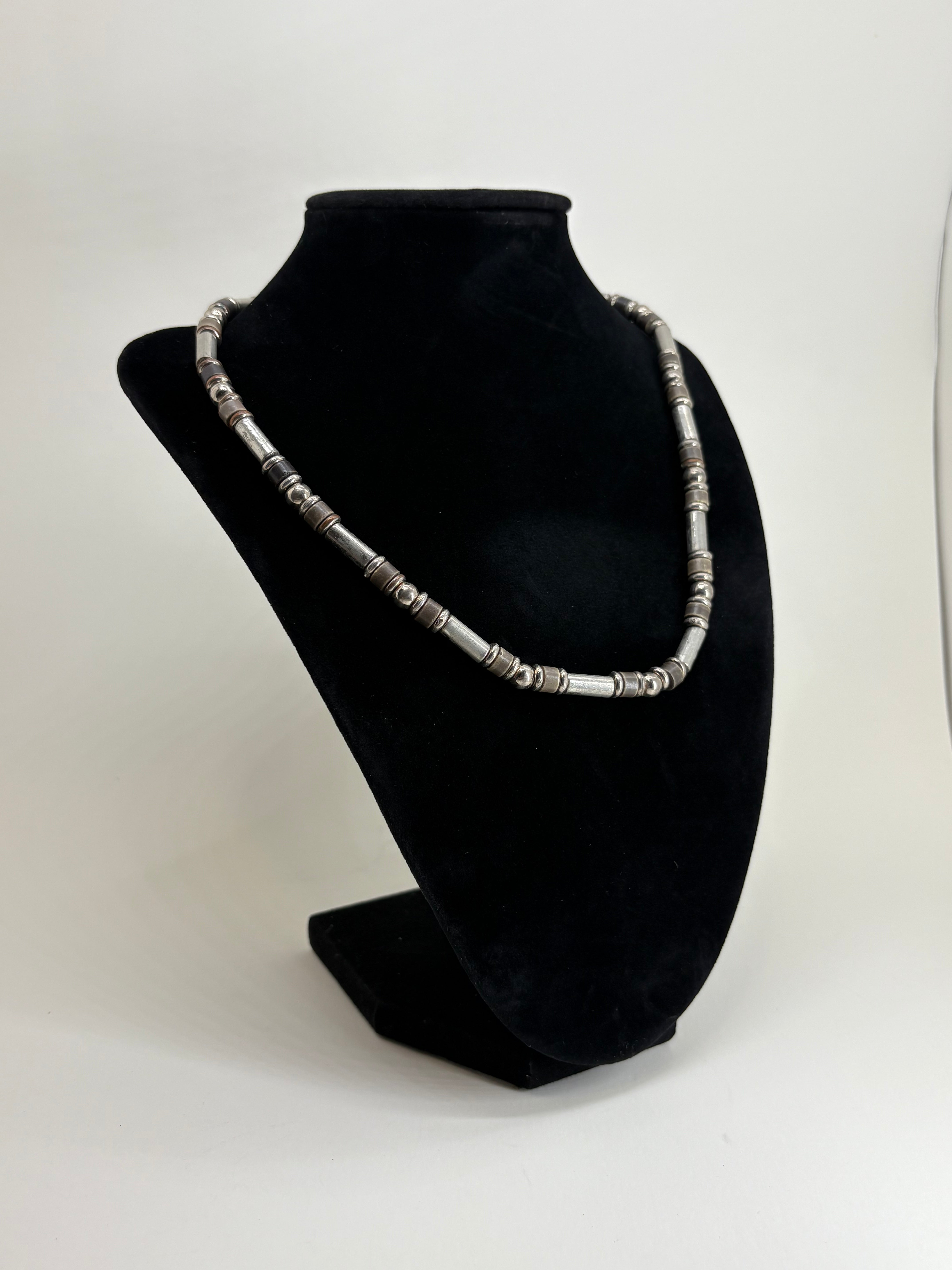 Retro Panama Jack Stainless Steel Beaded Necklace 8.5"