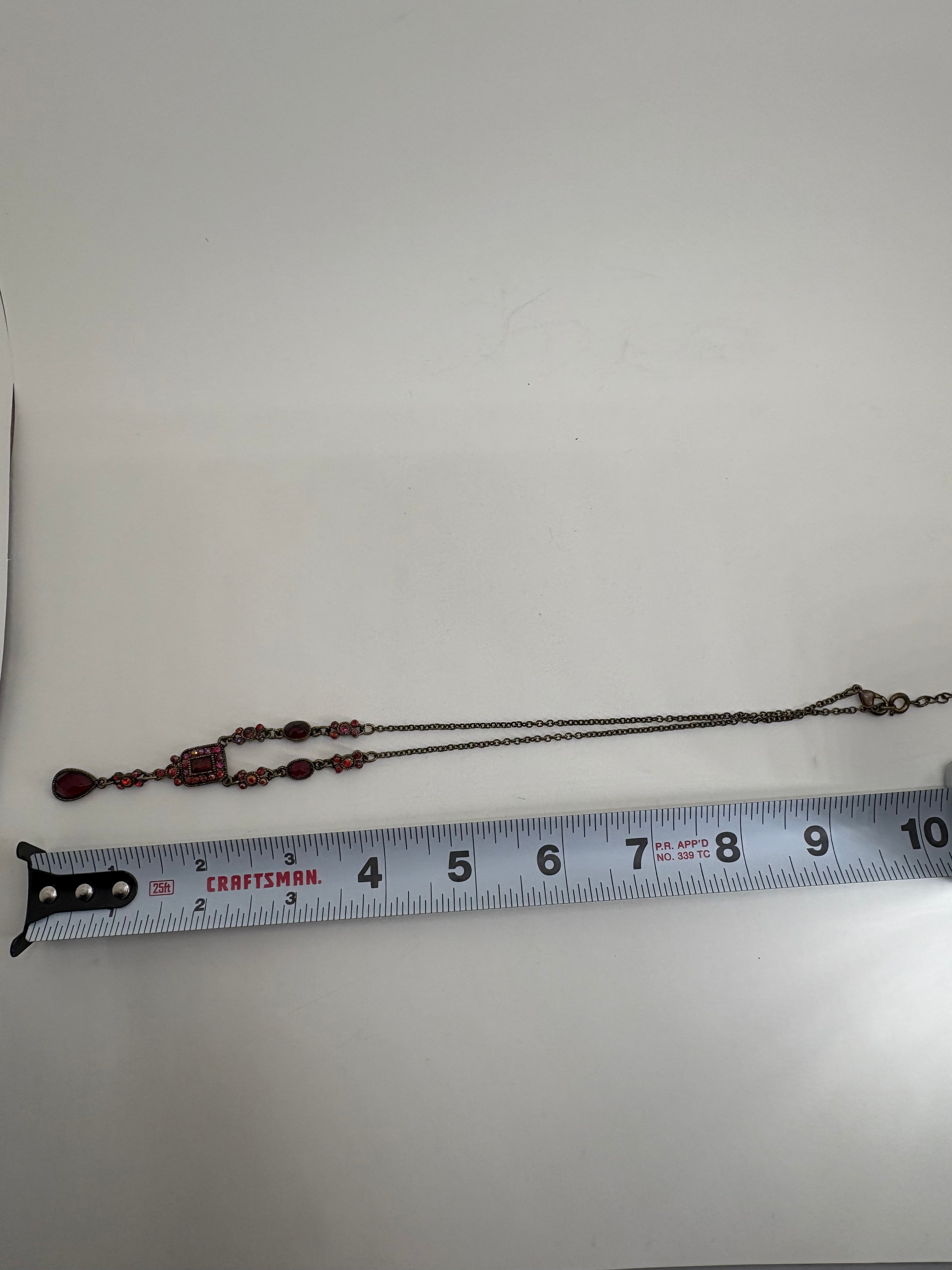 Vintage Avon Necklace with Ruby Red Rhinestones 10"