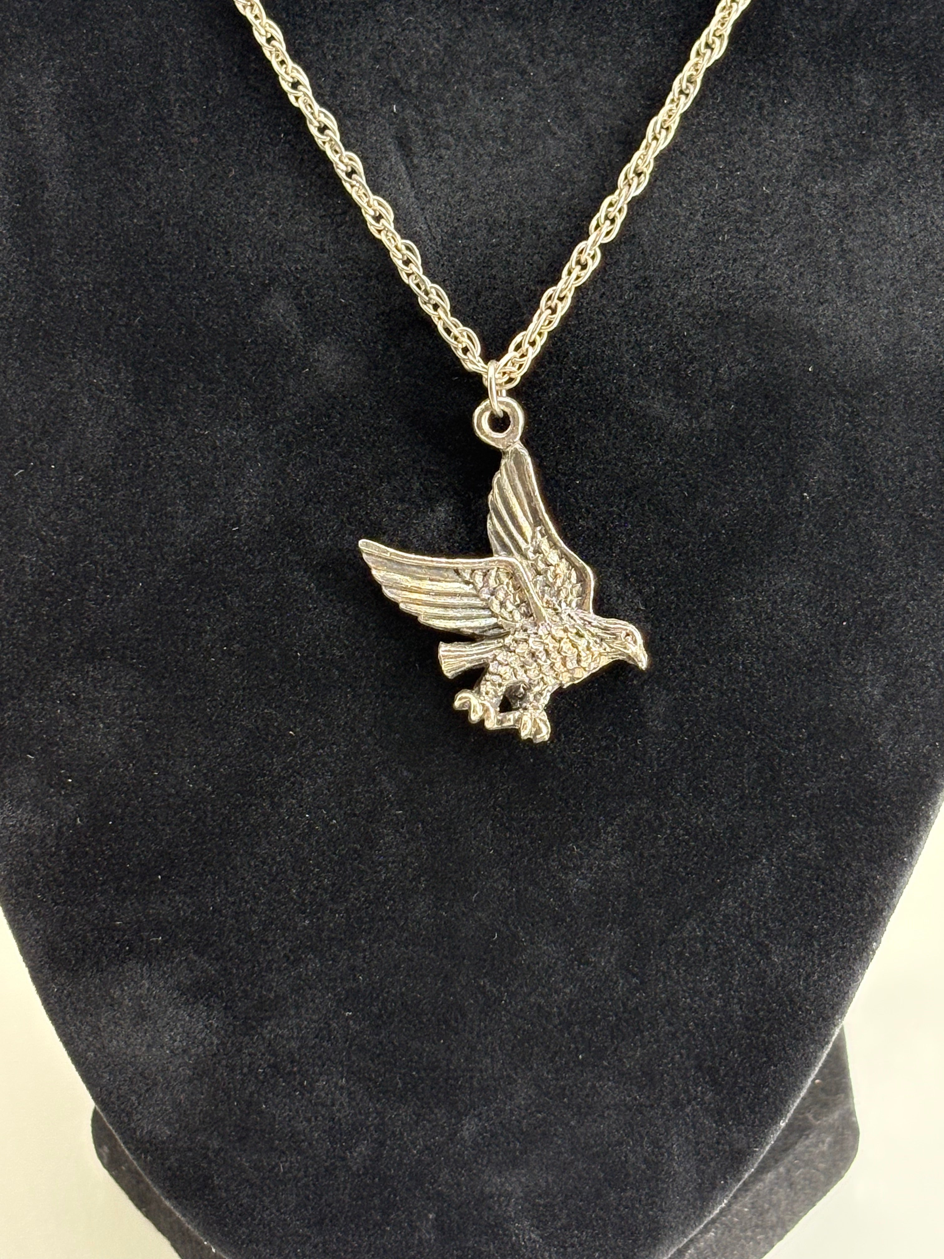 Vintage KOREA Necklace with Flying Eagle Pendant 10"