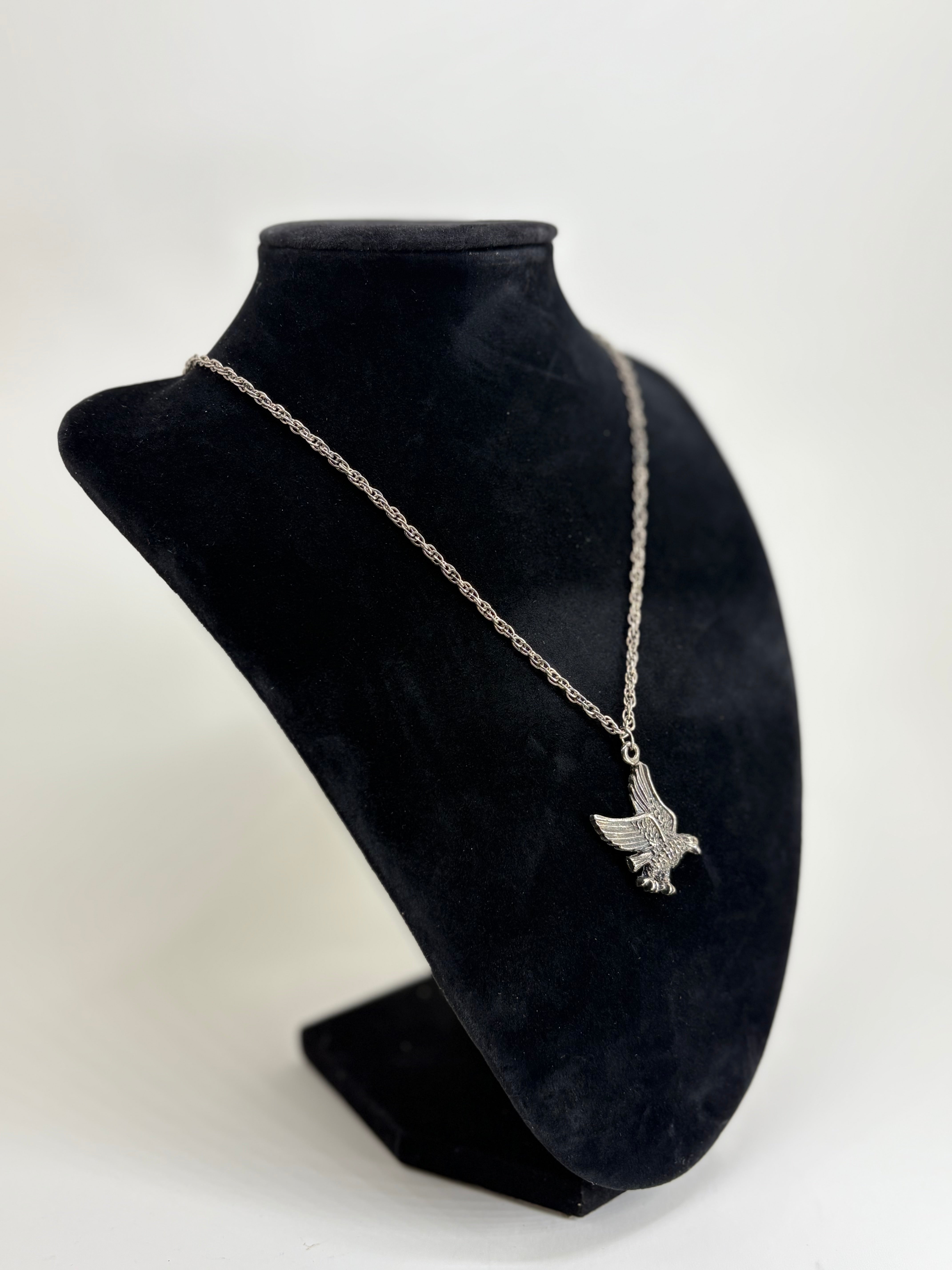 Vintage KOREA Necklace with Flying Eagle Pendant 10"