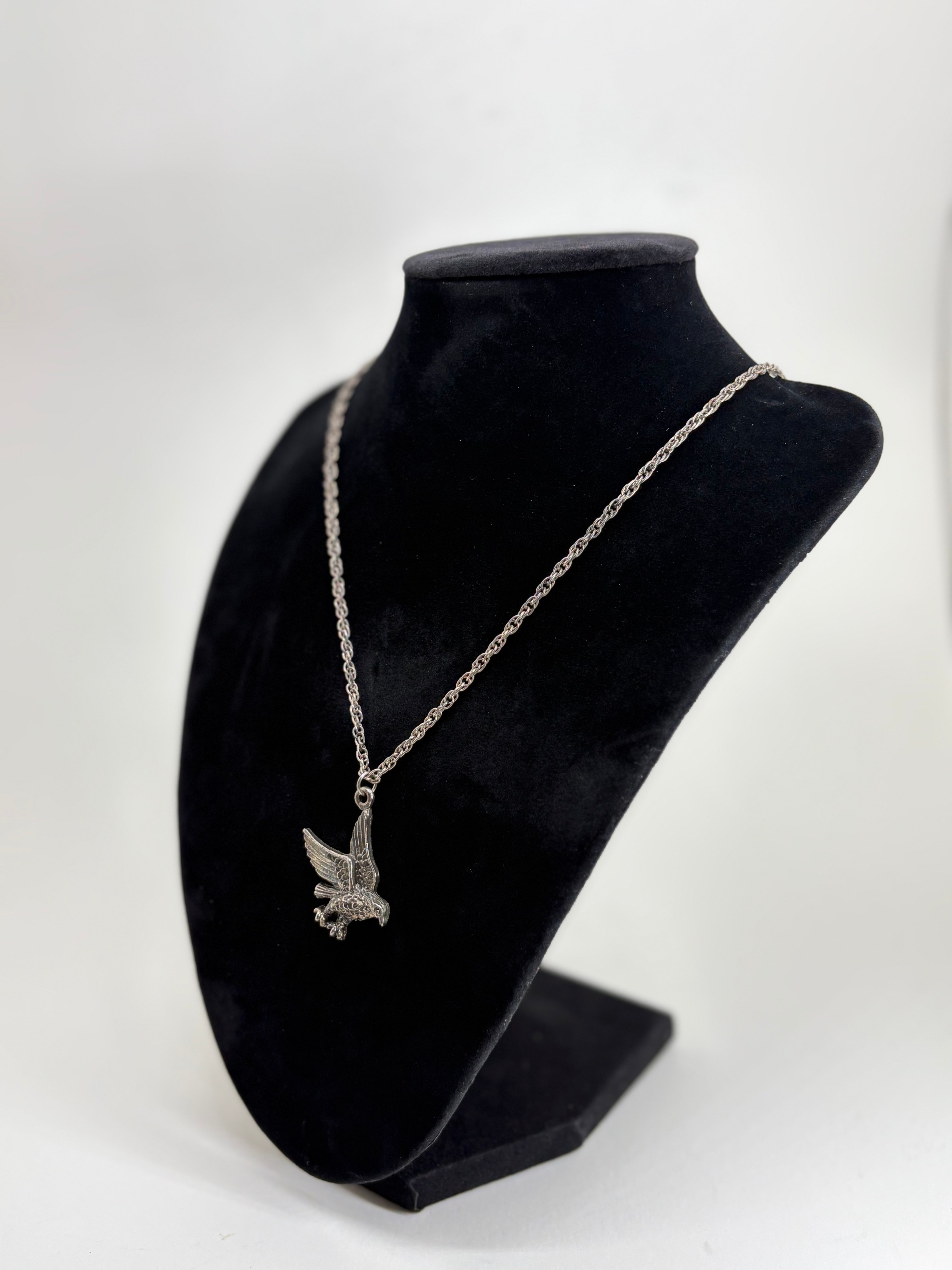 Vintage KOREA Necklace with Flying Eagle Pendant 10"