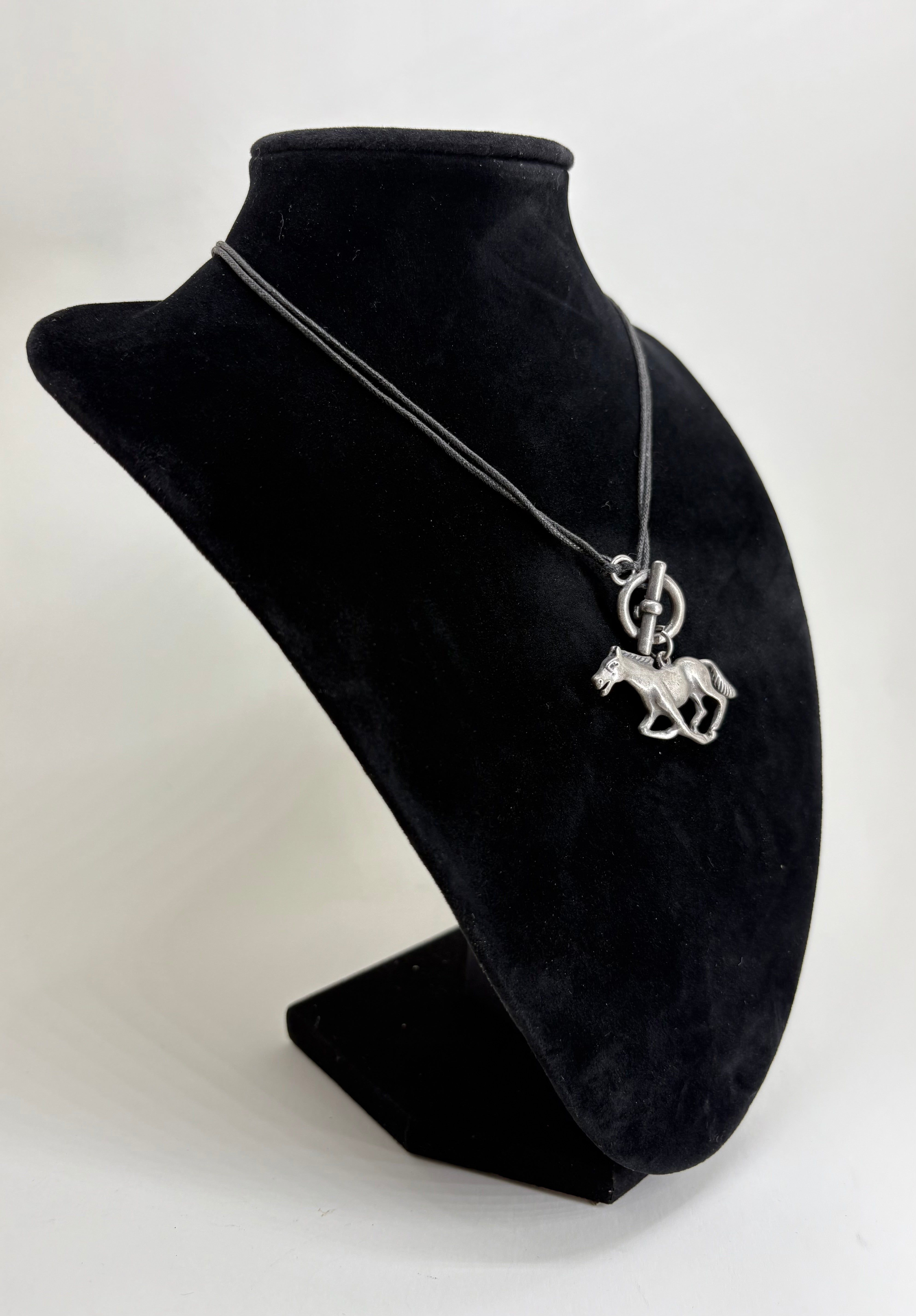 Vintage Necklace with Baltic Style Horse Pendant 8"