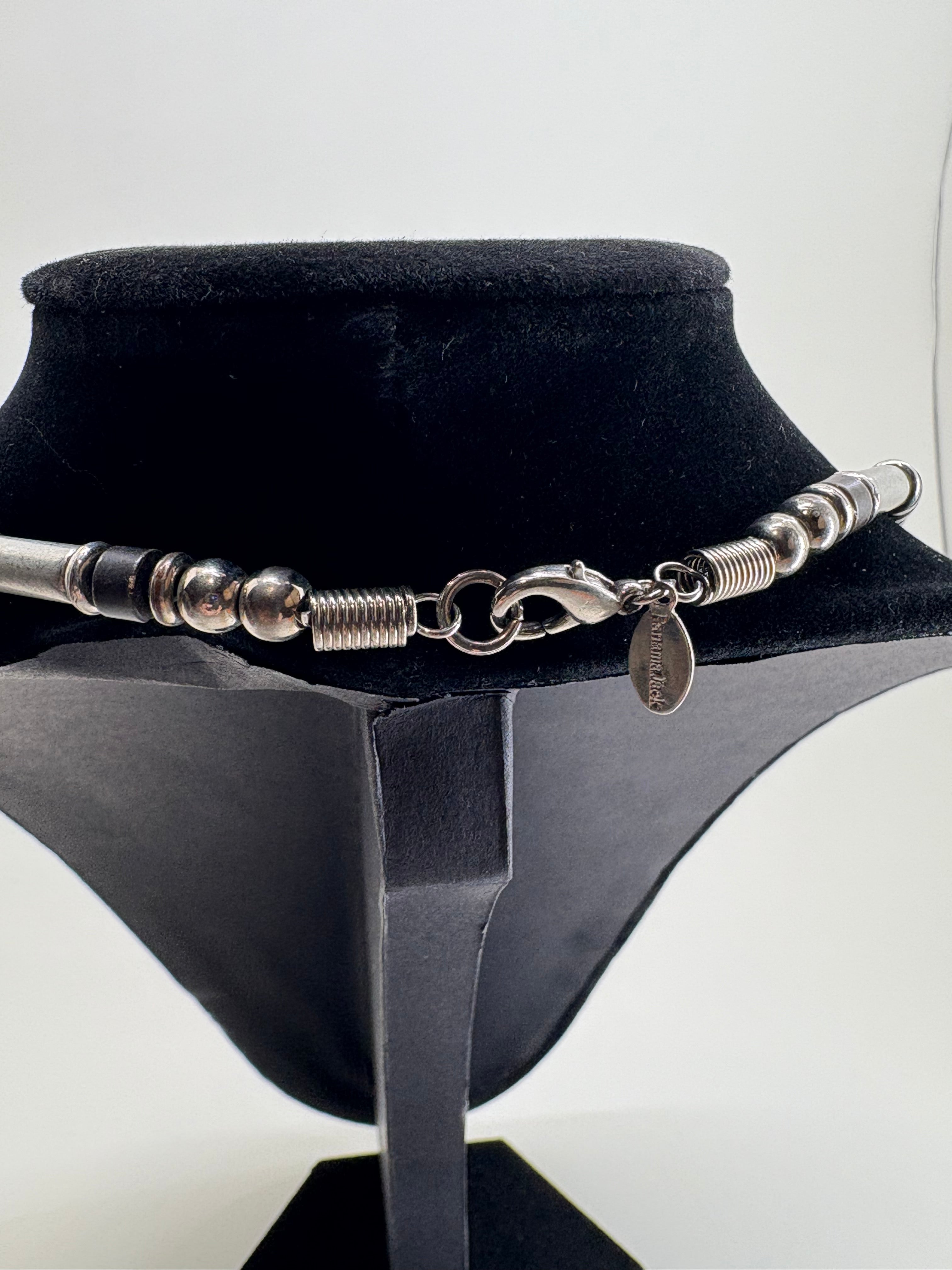 Retro Panama Jack Stainless Steel Beaded Necklace 8.5"