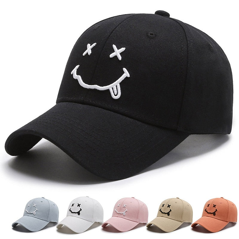 Cartoon Smile Face Baseball Caps For Men Women Fashion Kpop Snapback Hip Hop Caps 100%Cotton Streetwear Sports Funny Dad Hat