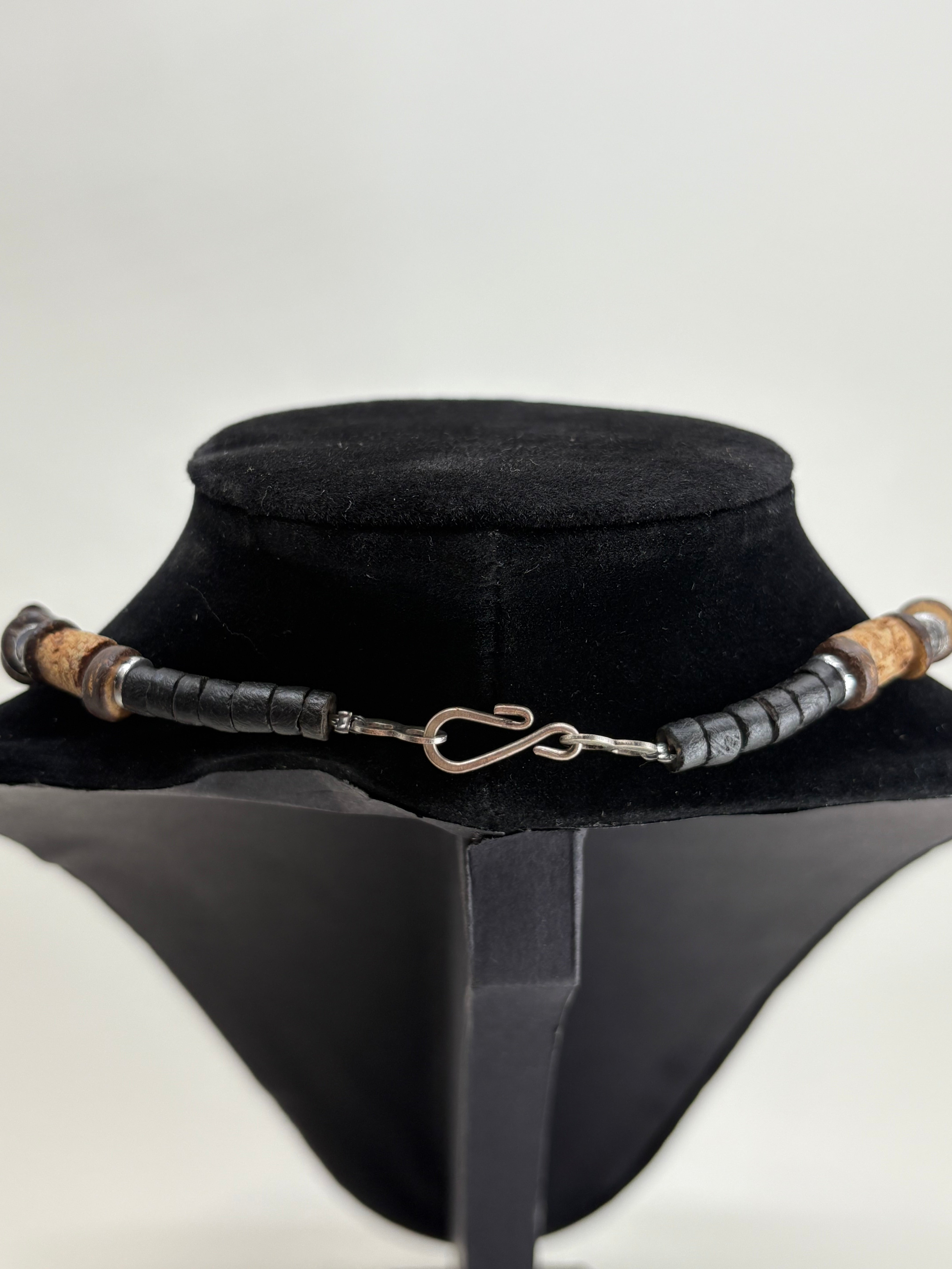 Retro Necklace with Cork and Wooden Beads 8"