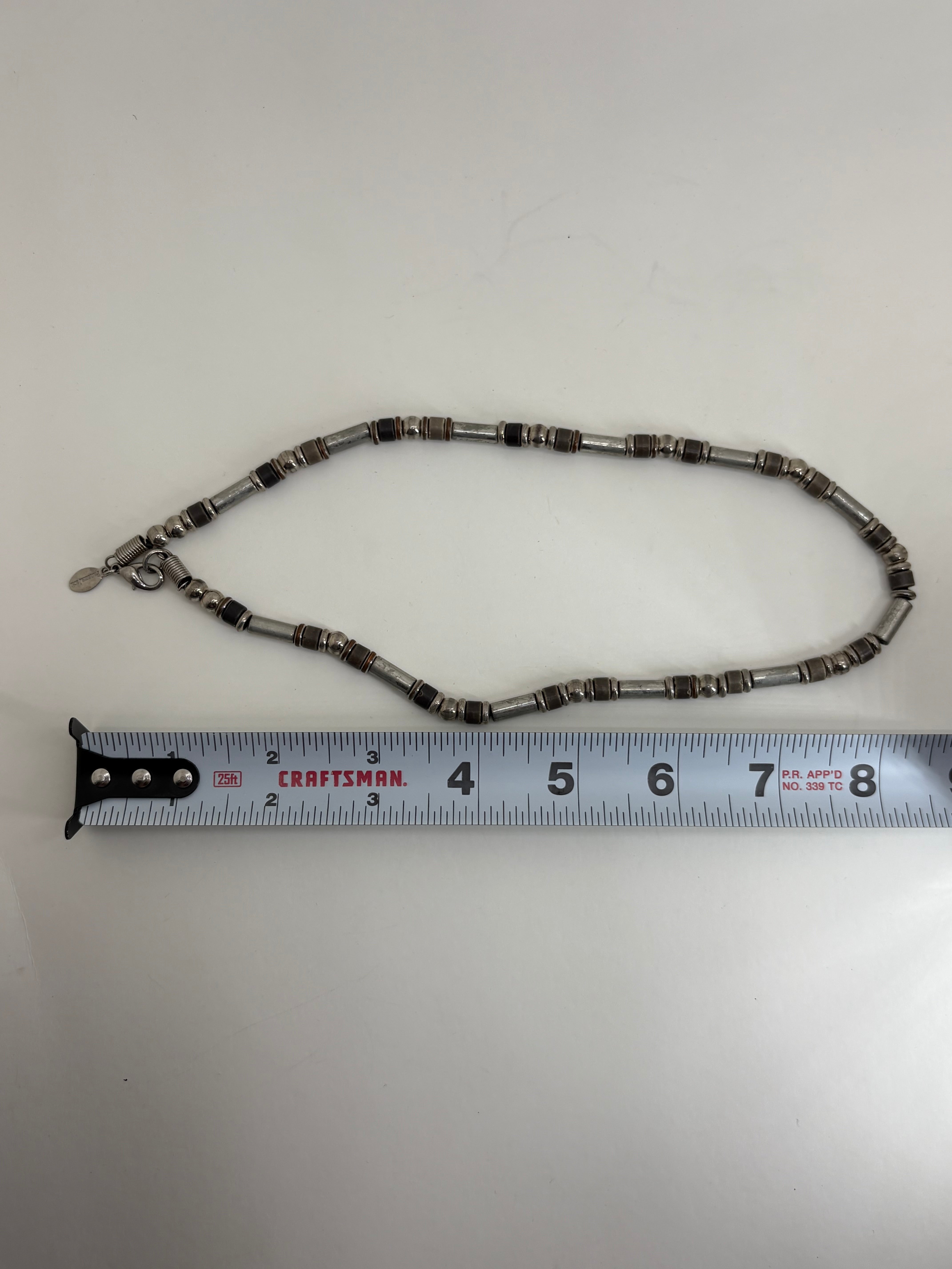 Retro Panama Jack Stainless Steel Beaded Necklace 8.5"