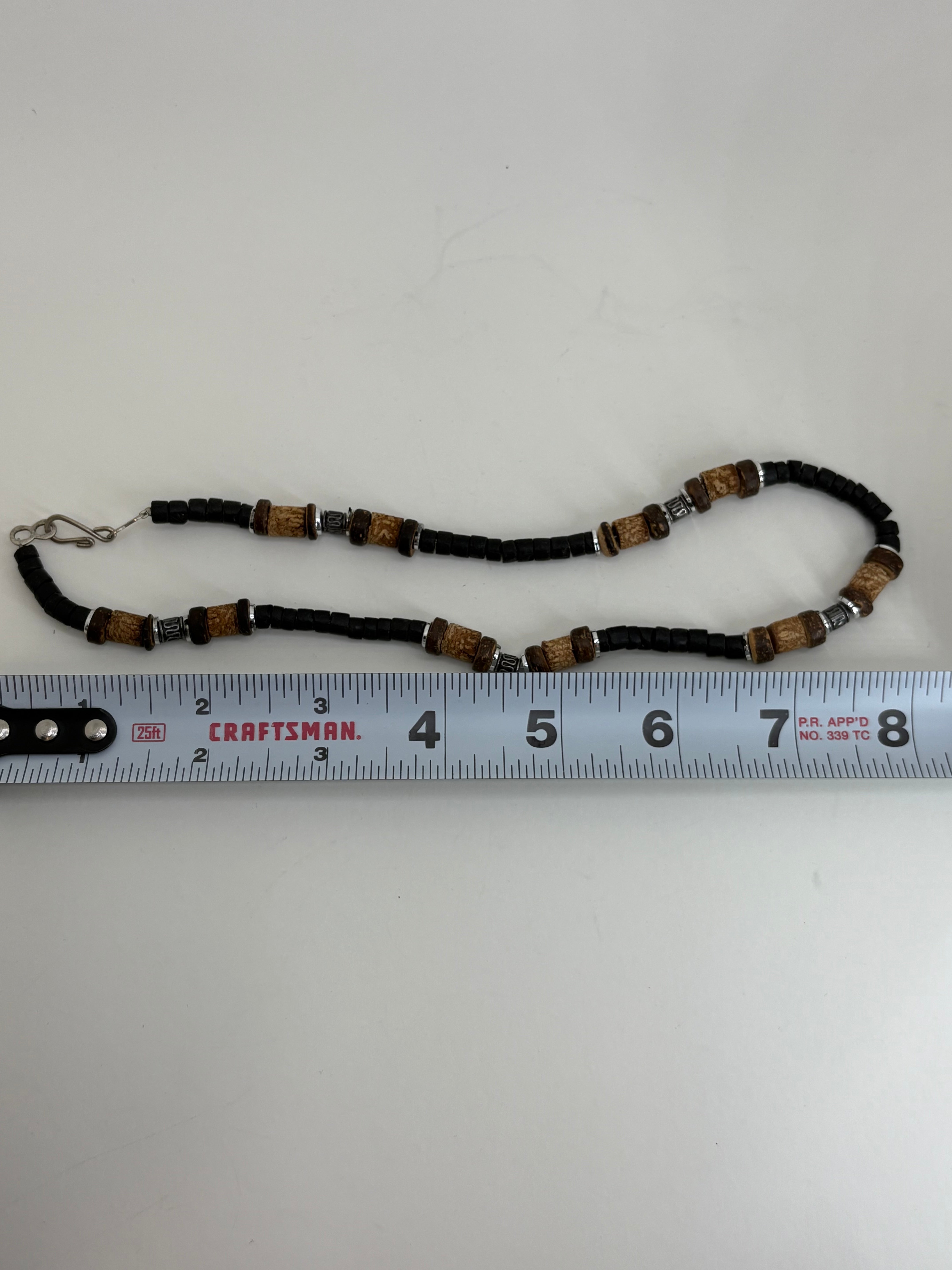 Retro Necklace with Cork and Wooden Beads 8"