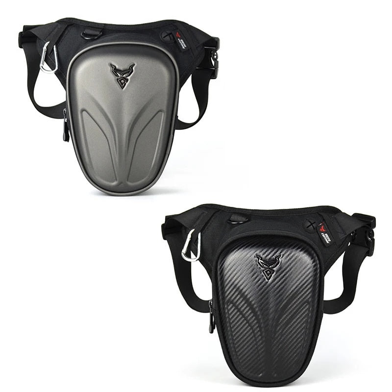 Carbon Fiber Motorcycle Drop Leg Side Bag Black Motorcycle Bag Hard Shell Outdoor Casual Waist Bag Motorbike Hip Bum Pack Bags