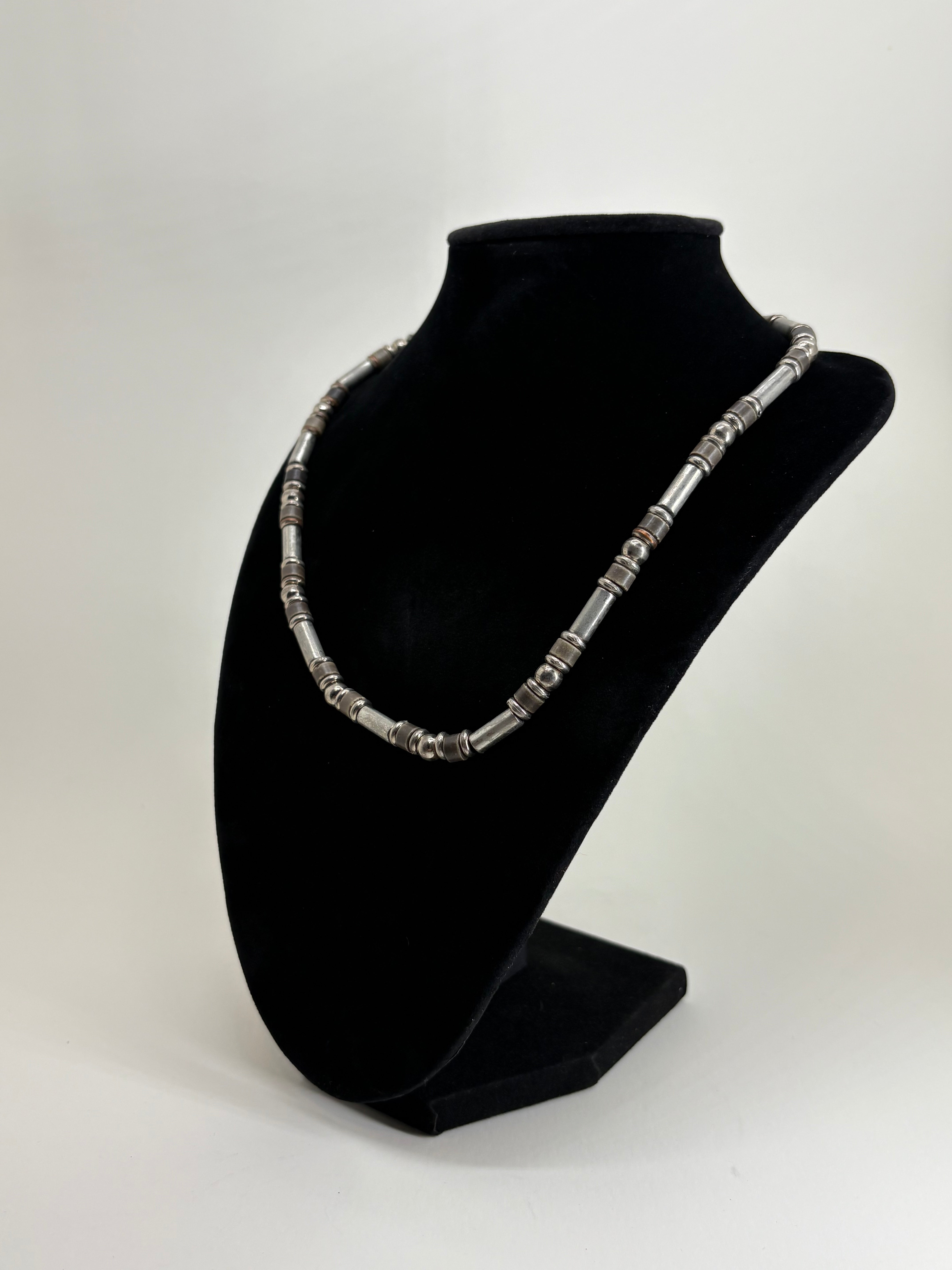 Retro Panama Jack Stainless Steel Beaded Necklace 8.5"