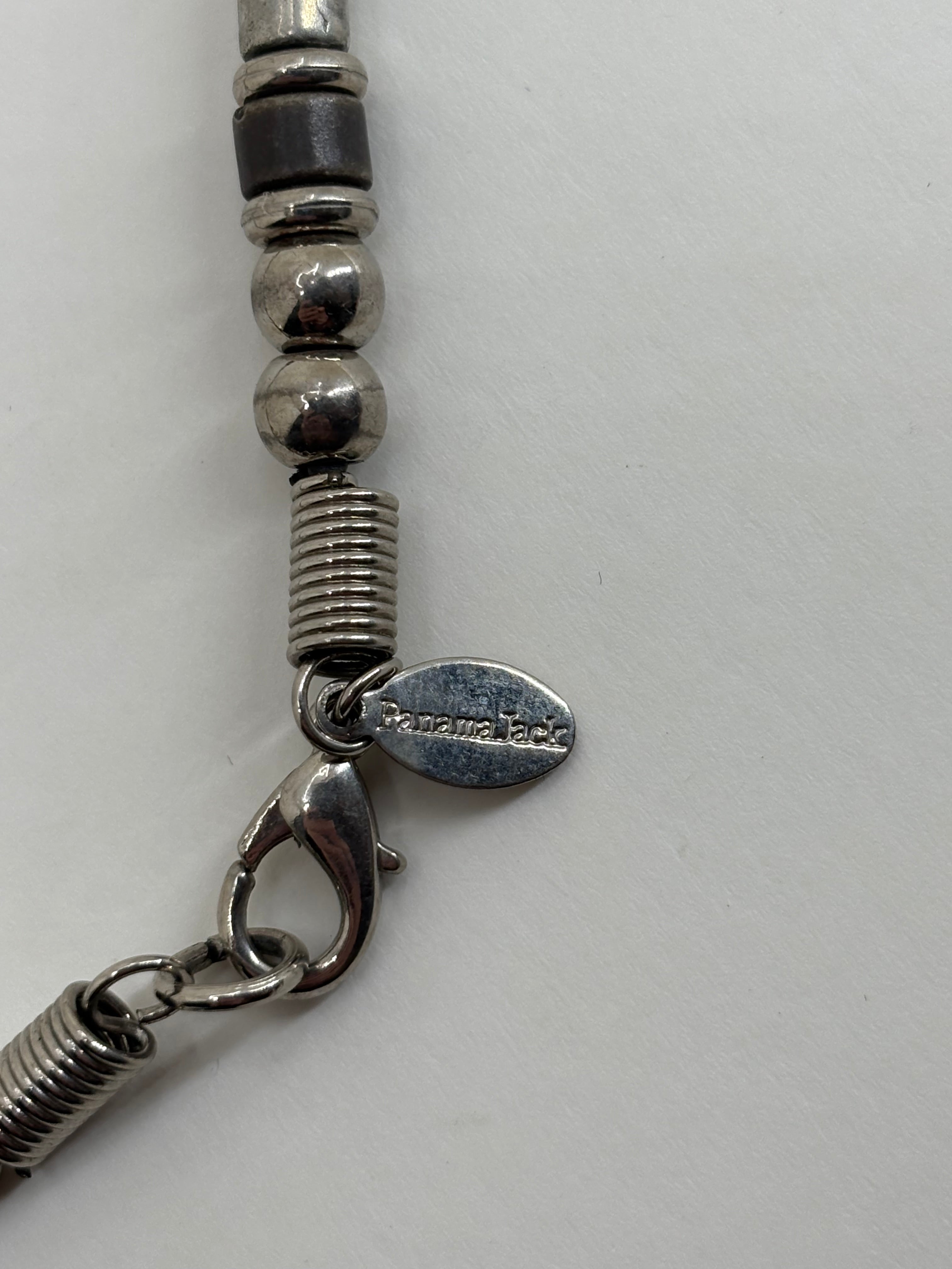 Retro Panama Jack Stainless Steel Beaded Necklace 8.5"