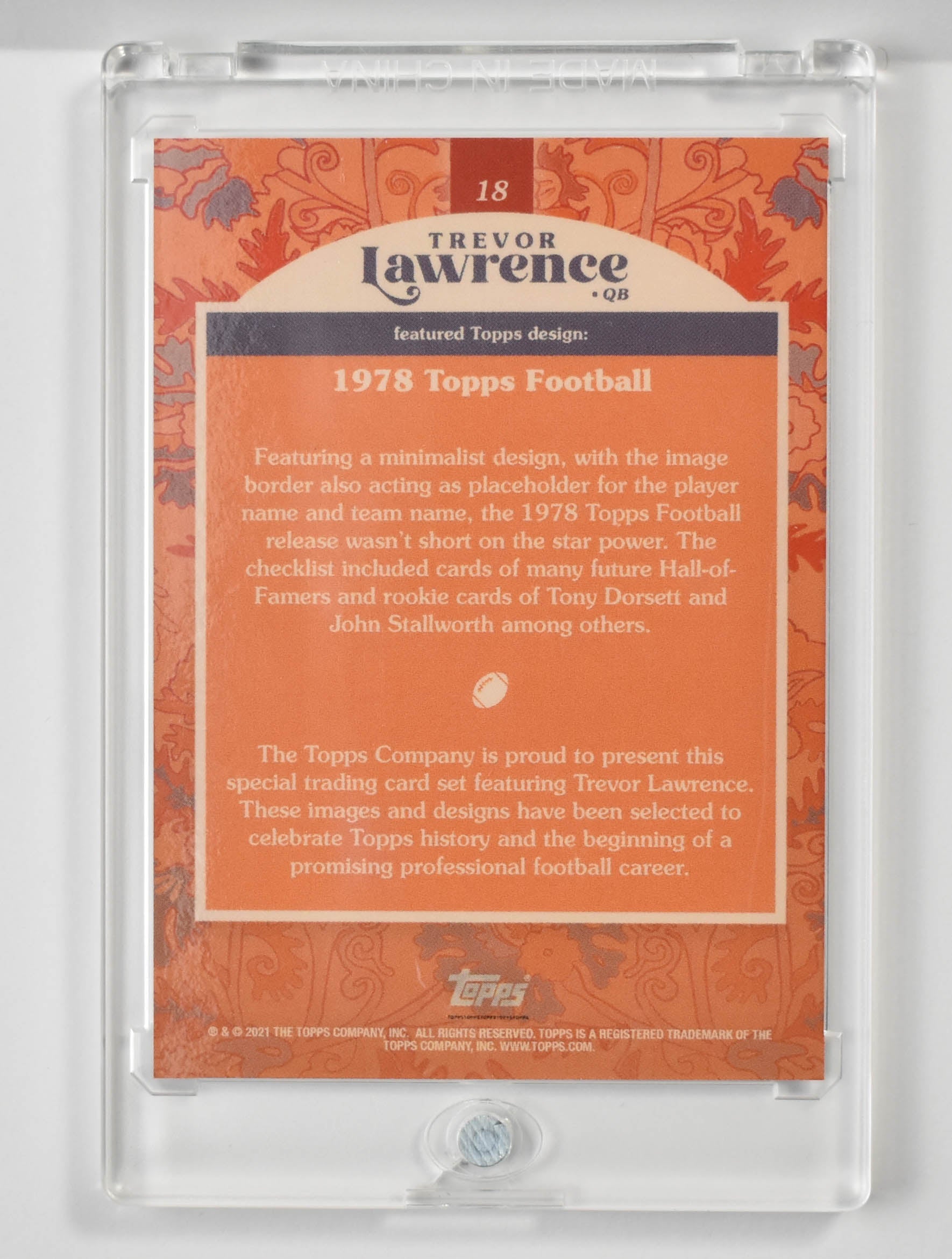 Trevor Lawrence 18 1978 Topps Football 2021 Design Feature