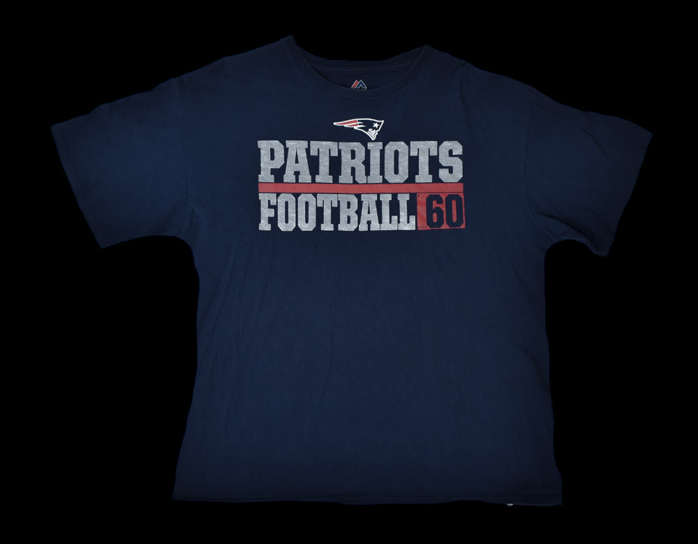 New England Patriots Mens T-Shirt X-Large Majestic NFL Football Used