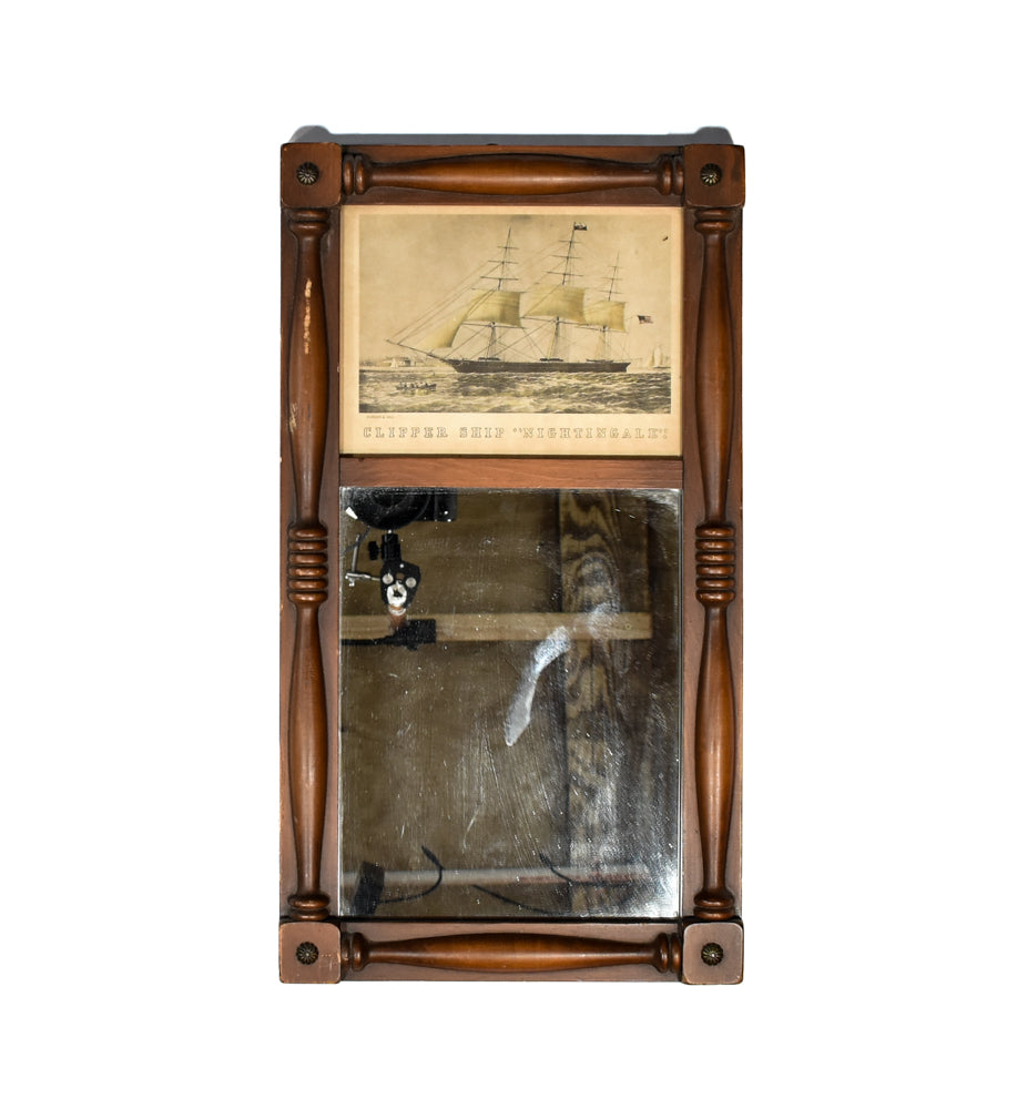 Homeward Bound Clipper Ship Wood Mirror Authentic Vintage Currier & Ives