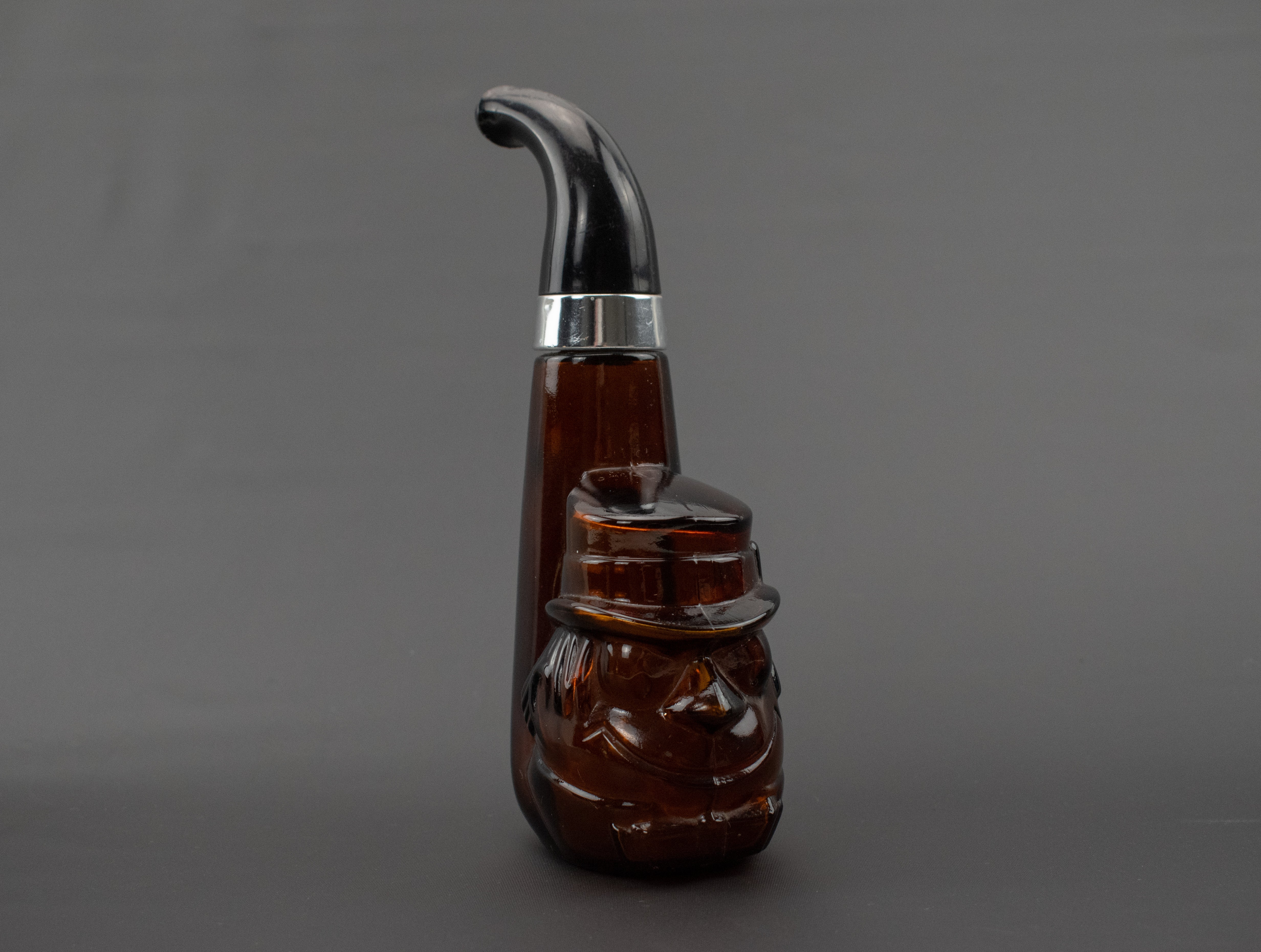 Avon Bottle Smoking Pipe Used Amber Glass Leprechaun Pipe Decanter