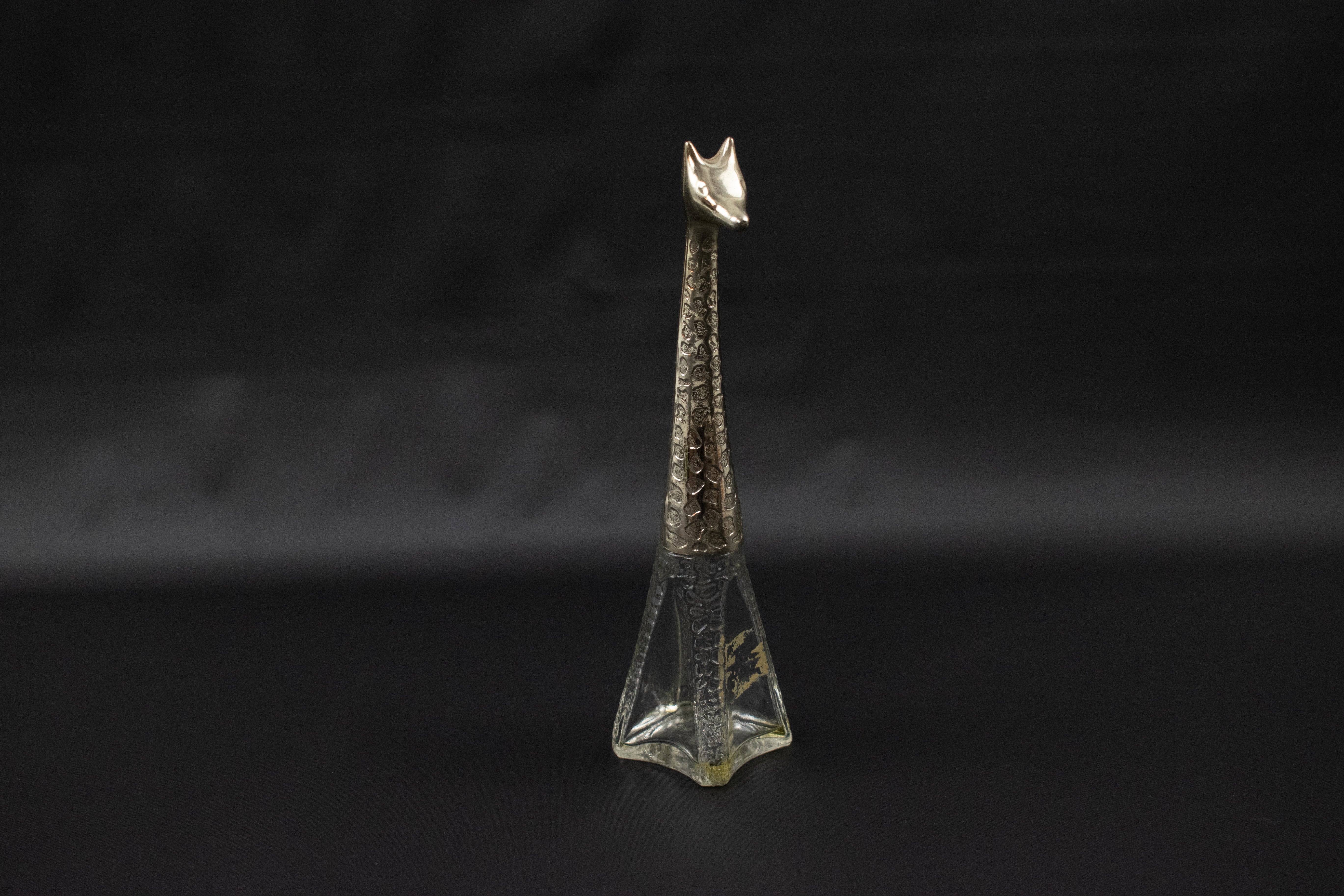 Avon Bottle Glass Decanter Silver Giraffe Bottle Used