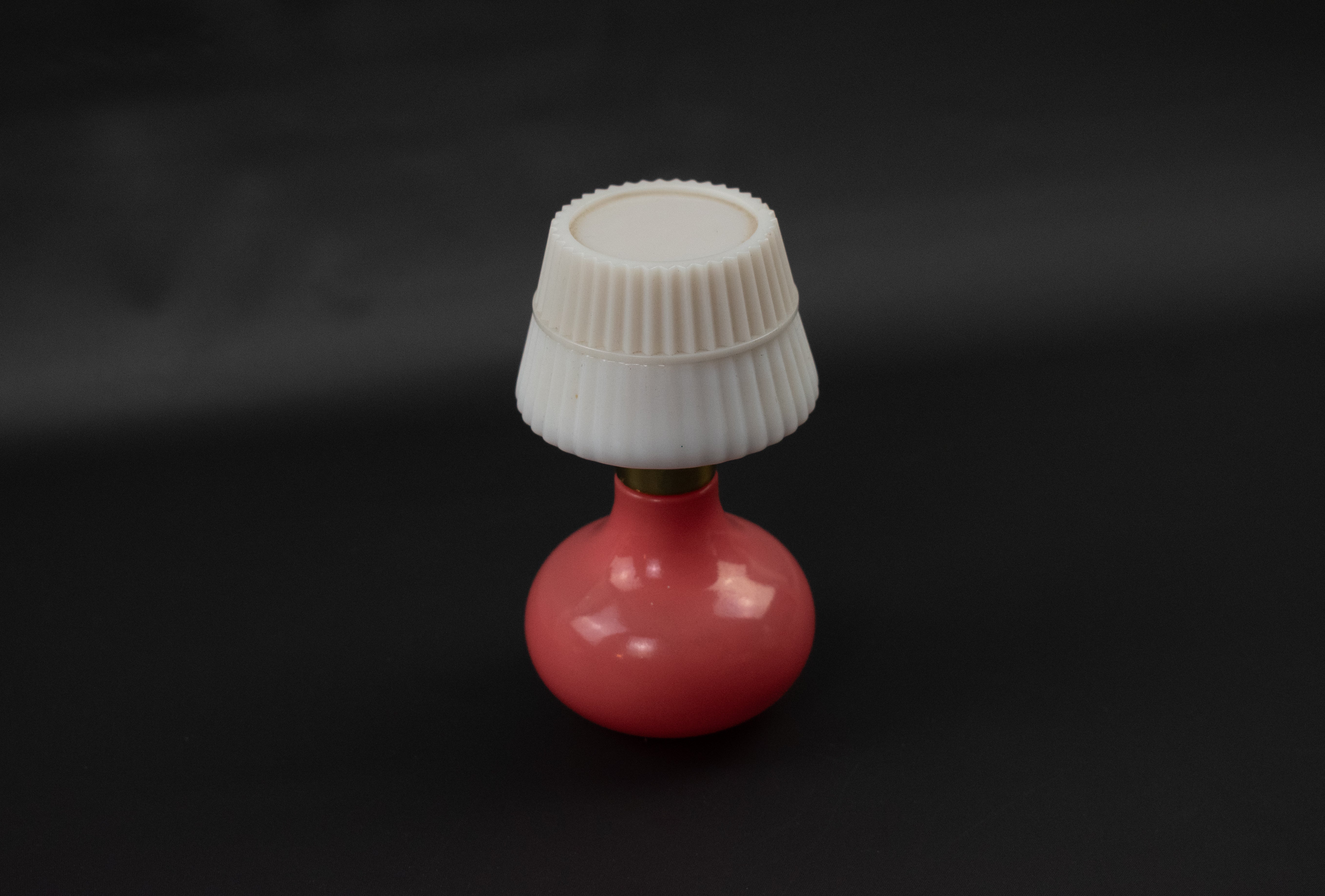Avon Bottle Lamp Pink White Glass Decanter Used