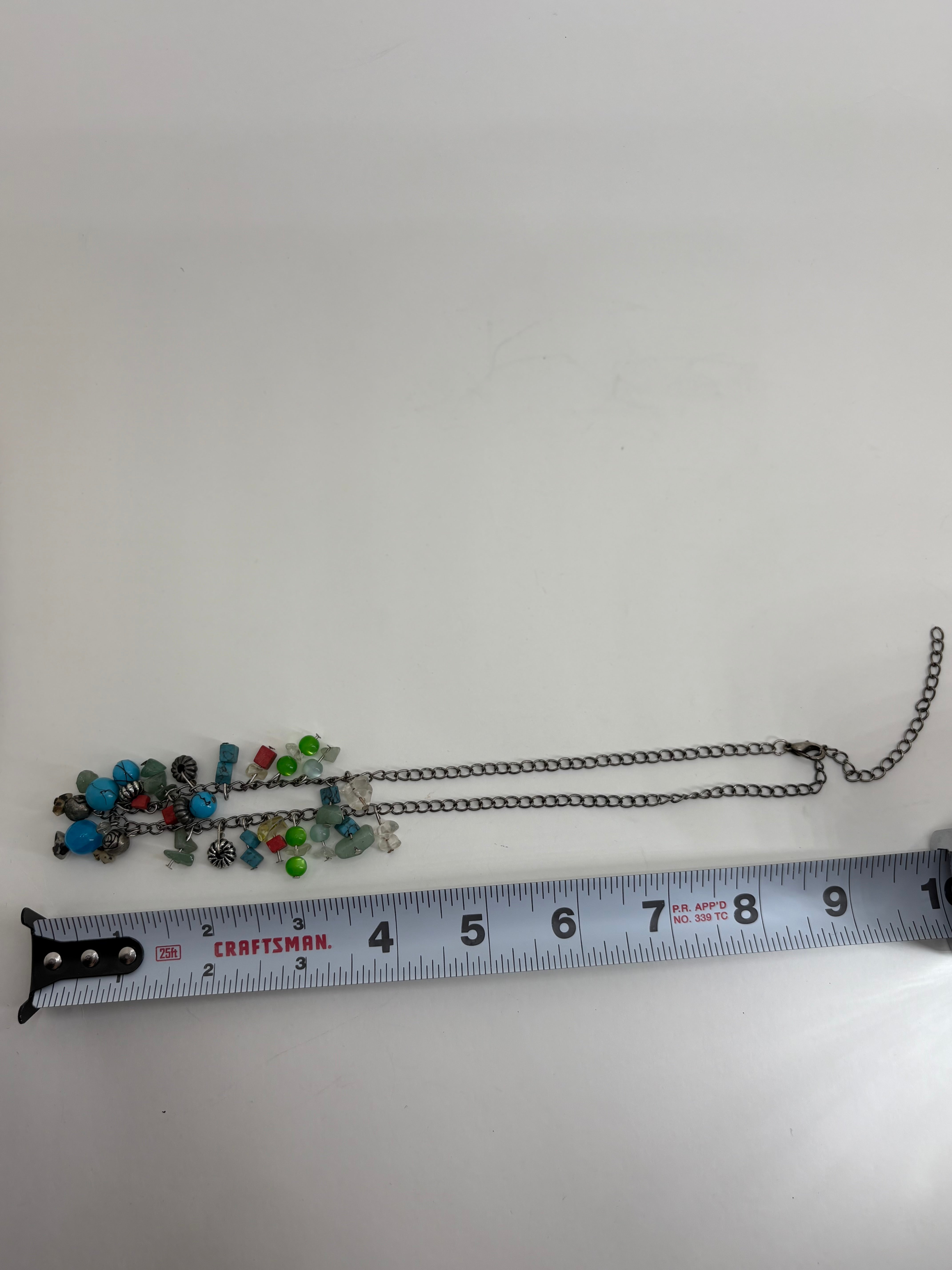 Retro Style Necklace with Multi-colored Beads 9"