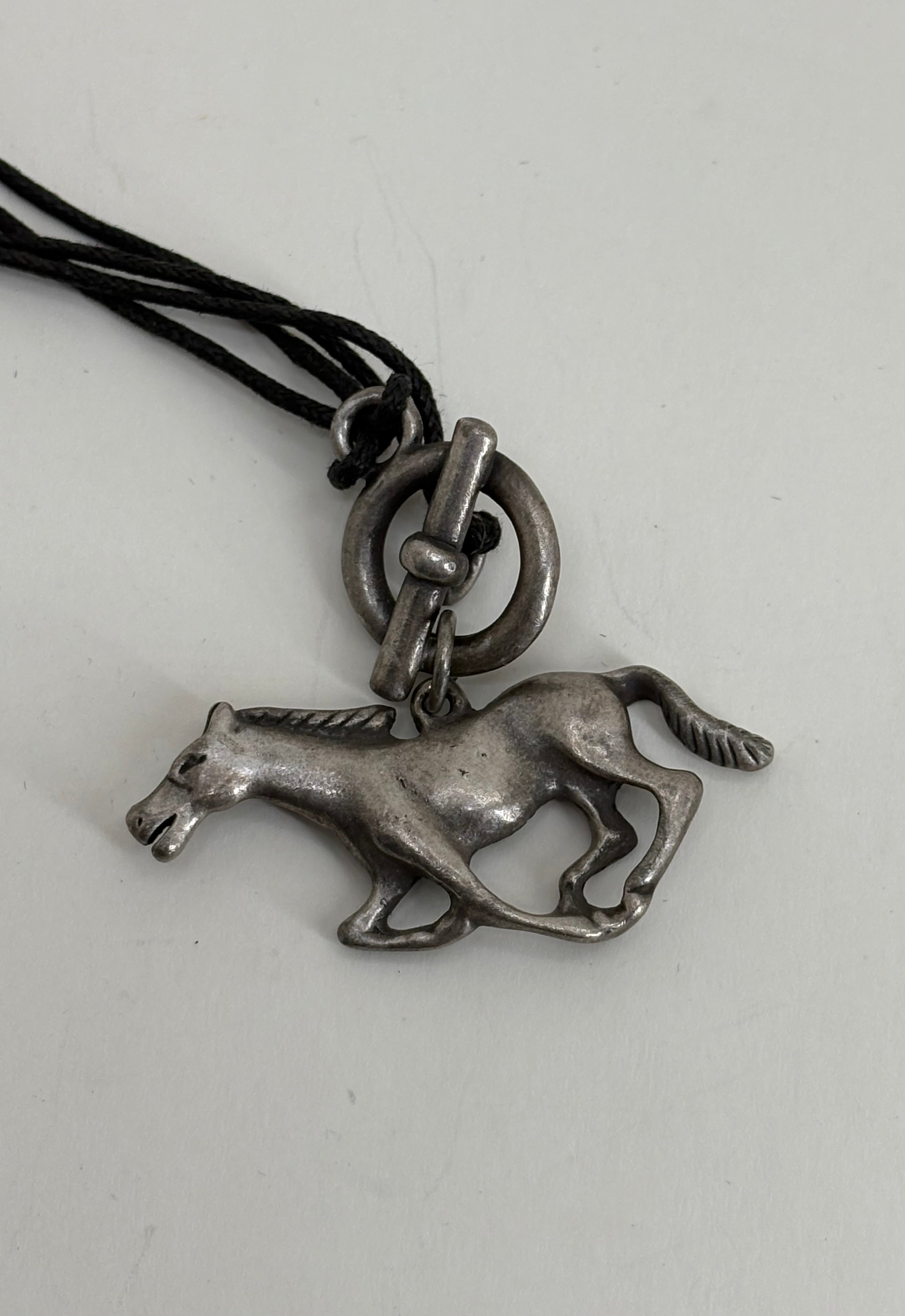 Vintage Necklace with Baltic Style Horse Pendant 8"