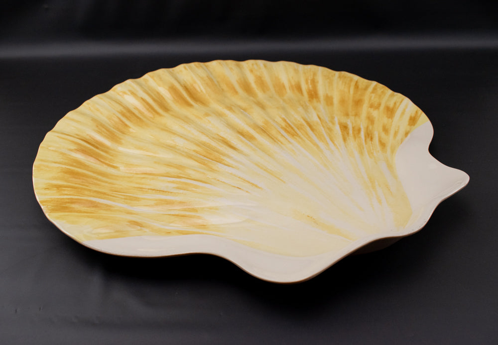 Serving Plate Yellow Seashell Plastic Table Plate 15inch Beach Themed Holiday