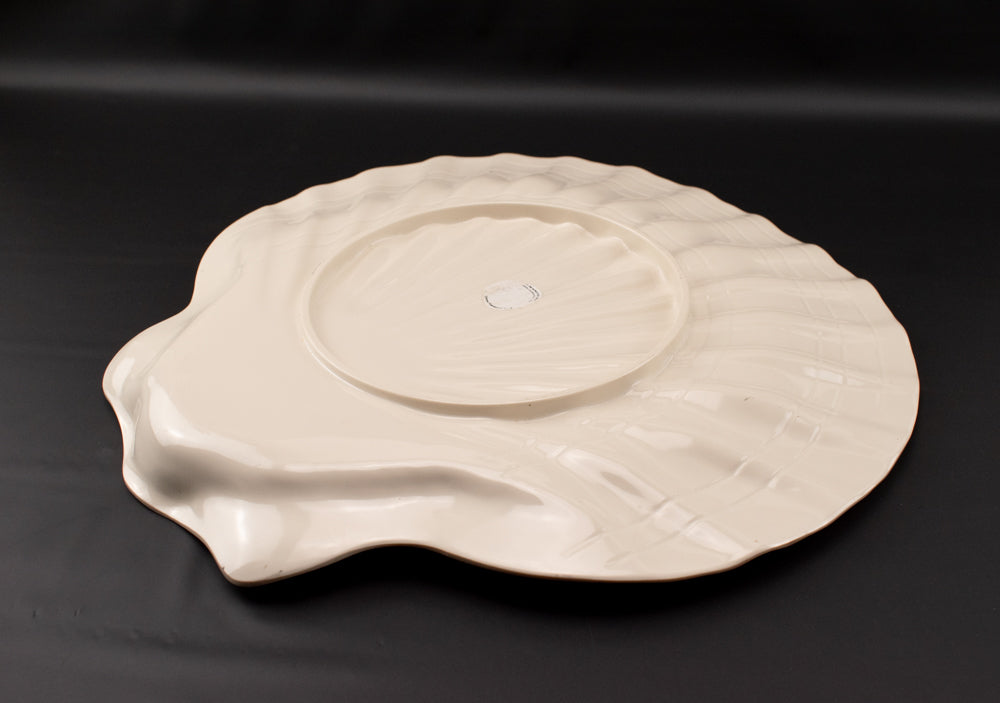 Serving Plate Yellow Seashell Plastic Table Plate 15inch Beach Themed Holiday