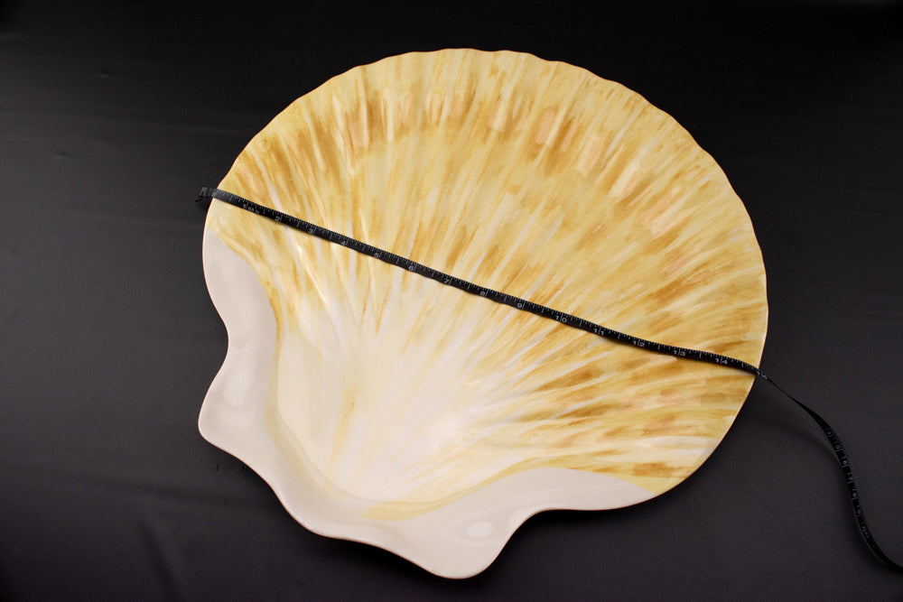Serving Plate Yellow Seashell Plastic Table Plate 15inch Beach Themed Holiday