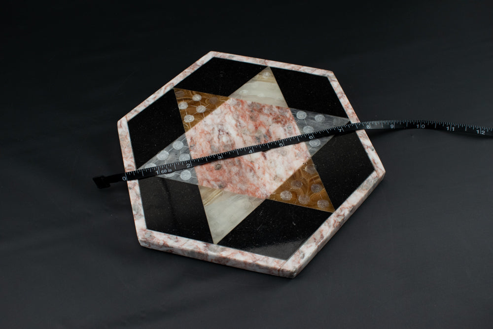 Vintage Quartz Marble Onyx Chinese Checkers Board Natural Black Stone Game