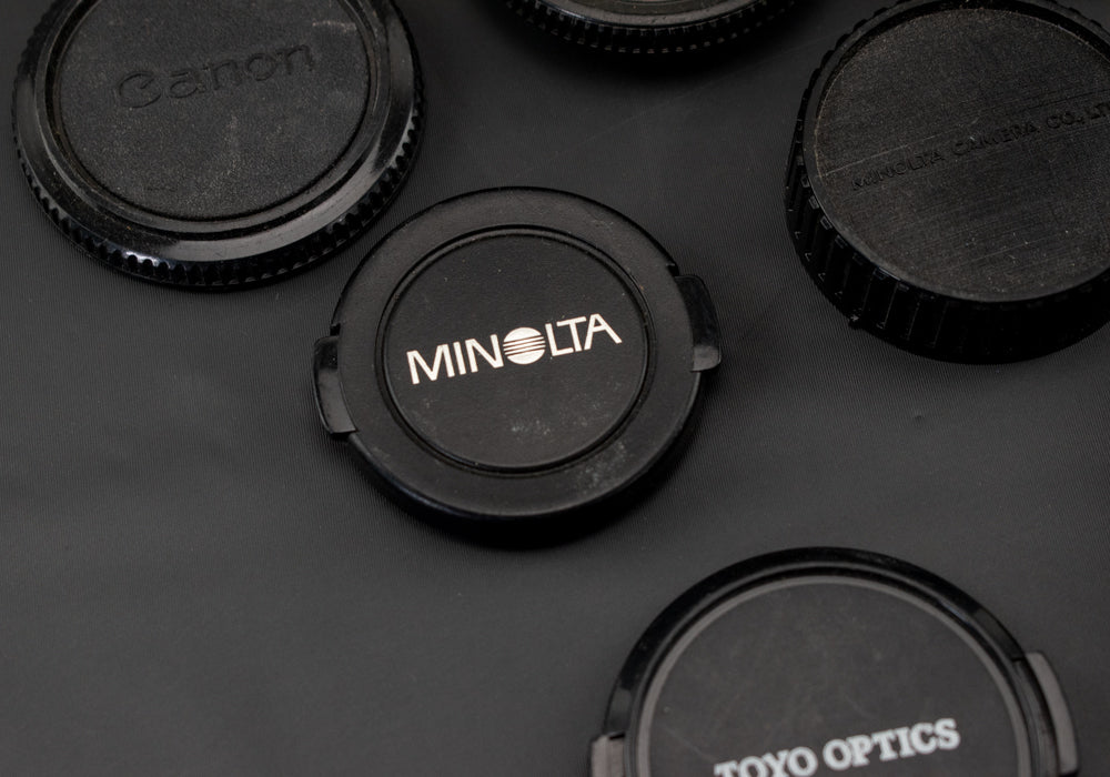 Vintage Camera Lenses Caps Lot Used Minolta Toyo Optics Canon Japan