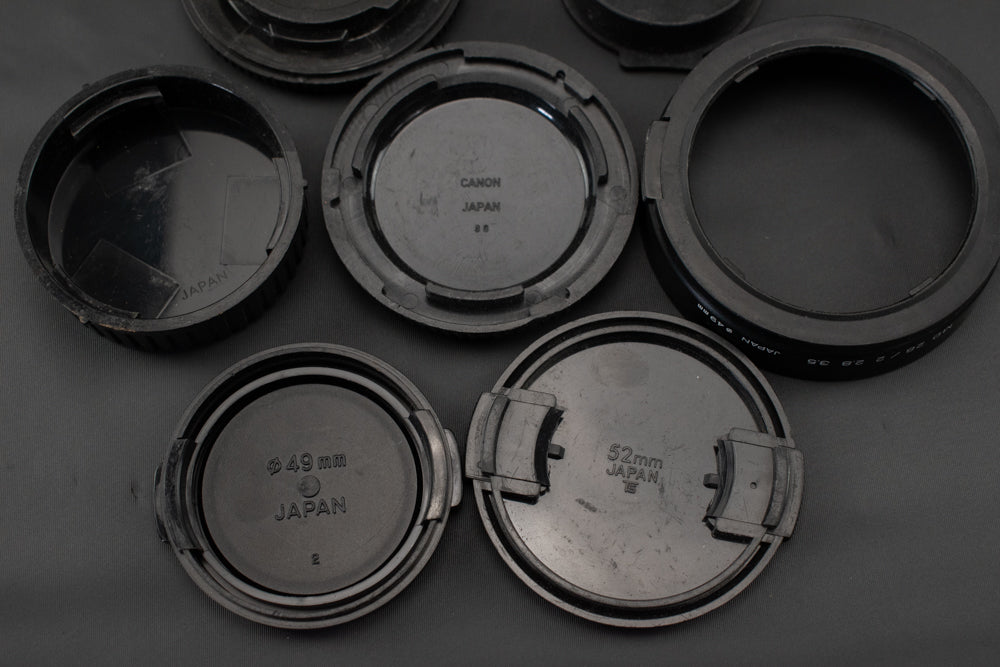 Vintage Camera Lenses Caps Lot Used Minolta Toyo Optics Canon Japan