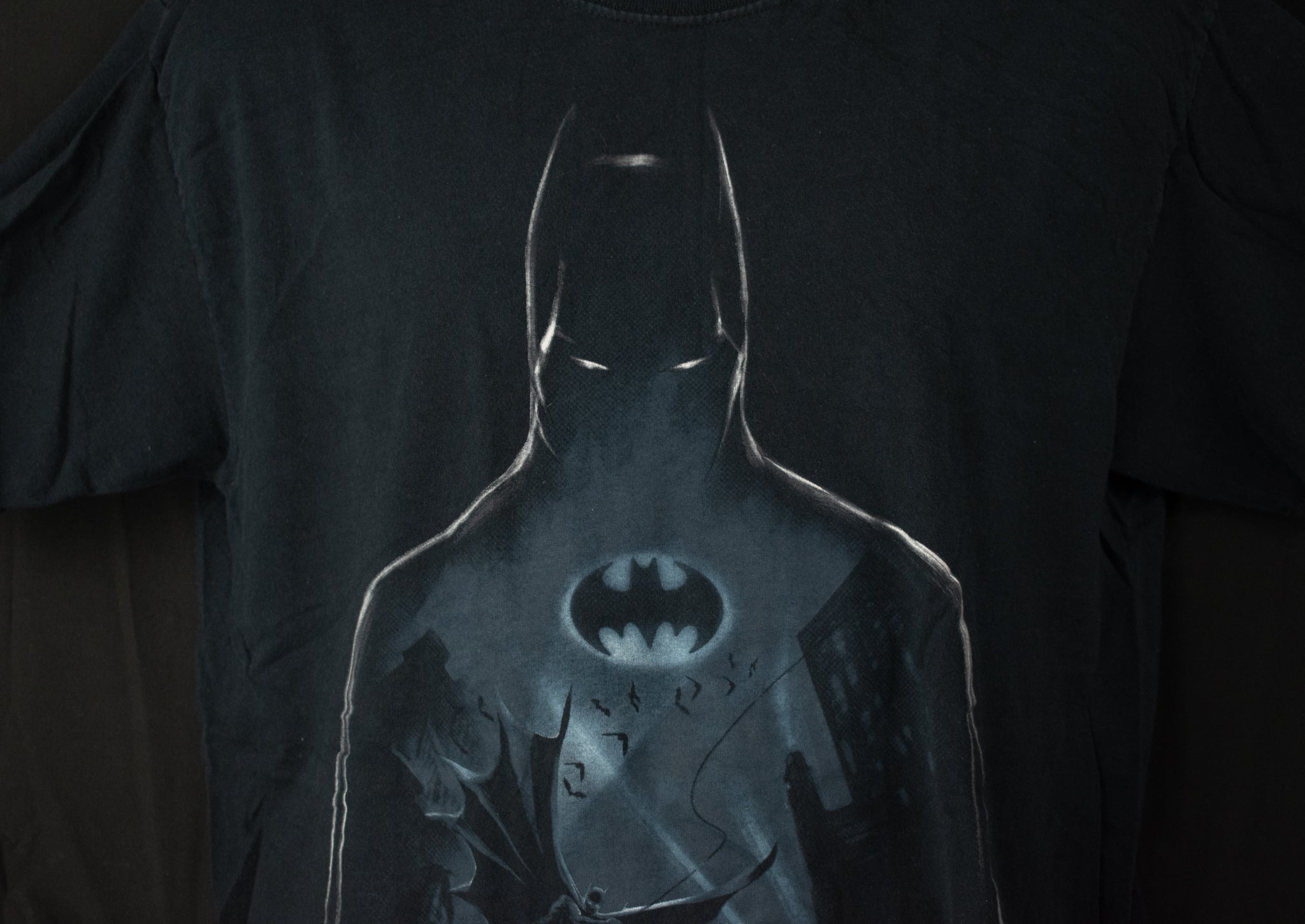 Batman Vintage T-Shirt Men Adult DC Comic's Black Bat Man Shirt Size Large