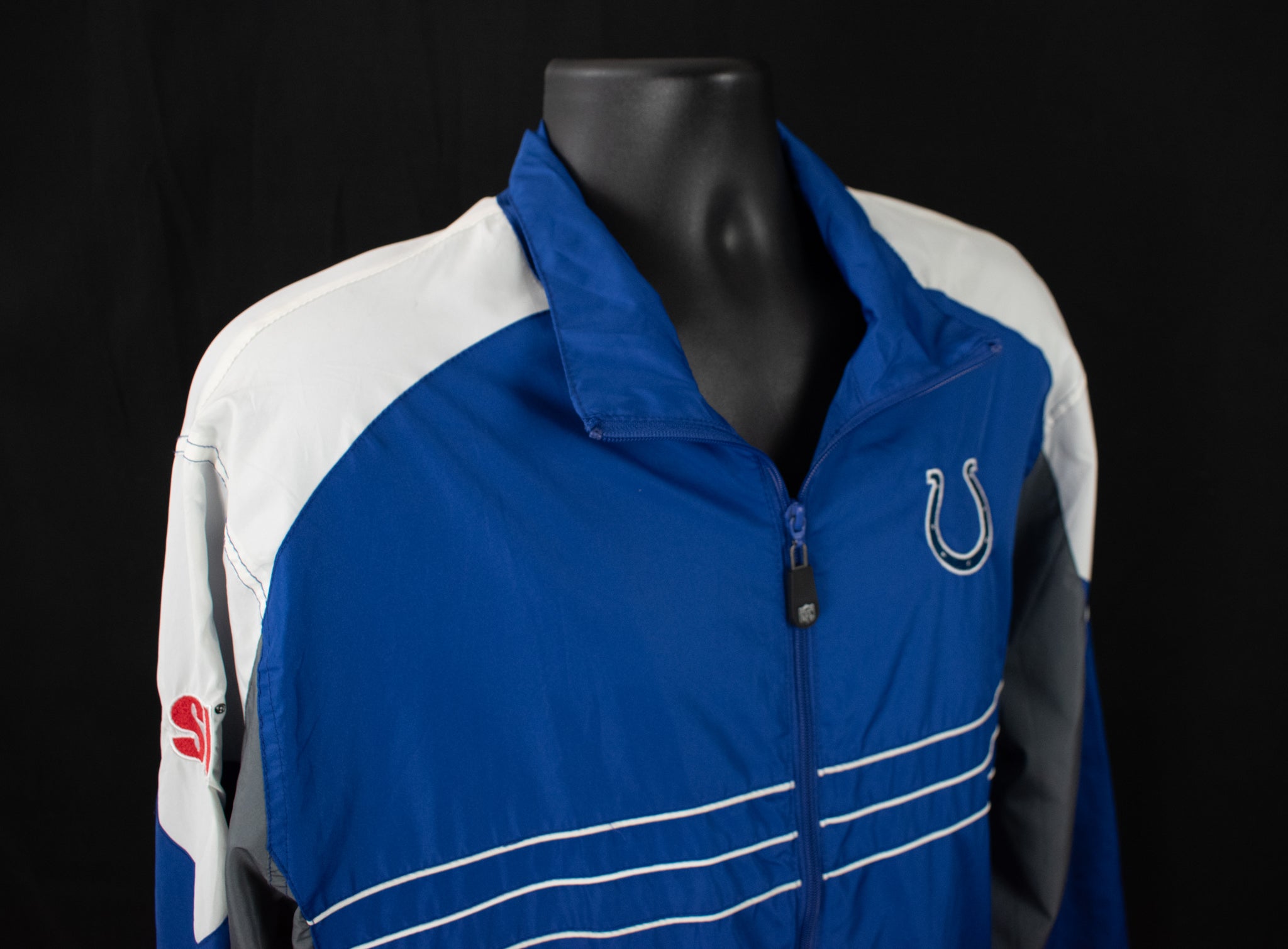 Colts Adult Mens NFL Apparel Lightweight Zip Up Jacket Blue White Vintage Reebok