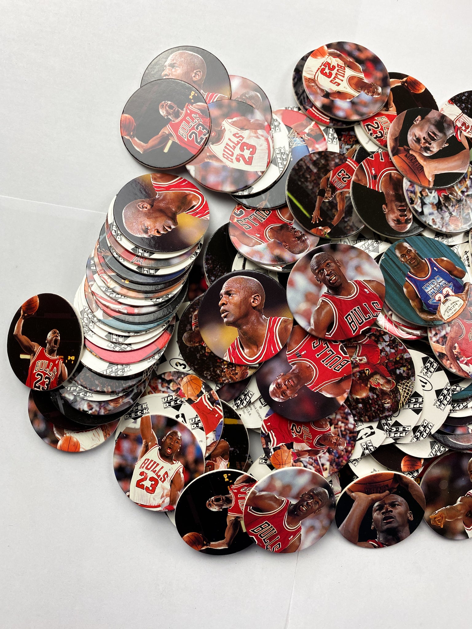 Vintage 1995 Upper Deck Milk Cap Pogs Michael Jordan Bulk Lot of 154 Jordan Pog Set
