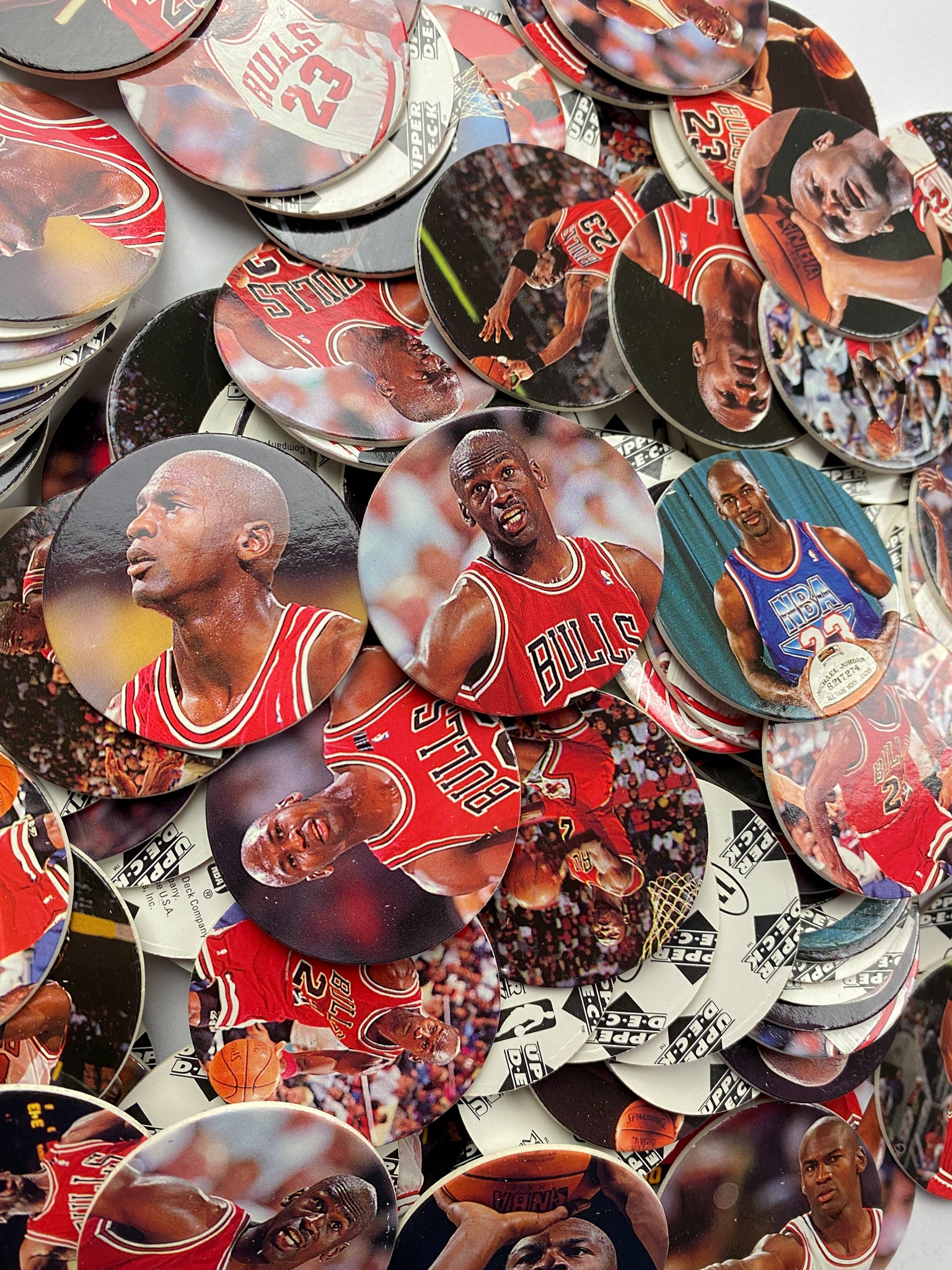 Vintage 1995 Upper Deck Milk Cap Pogs Michael Jordan Bulk Lot of 154 Jordan Pog Set