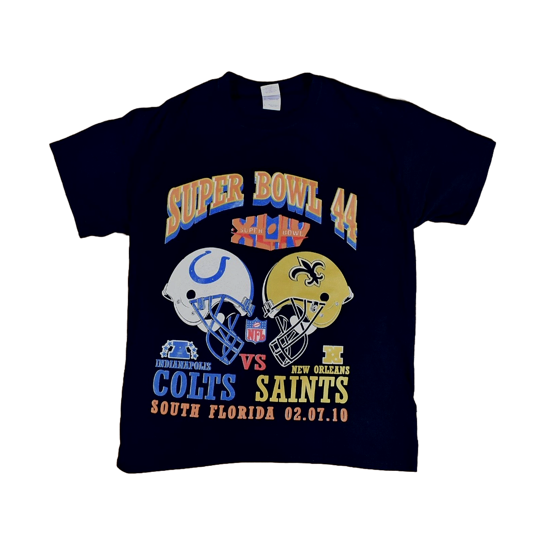 New Orleans Saints Large T-Shirt NFL Super Bowl 44 Champions Vintage Black Shirt