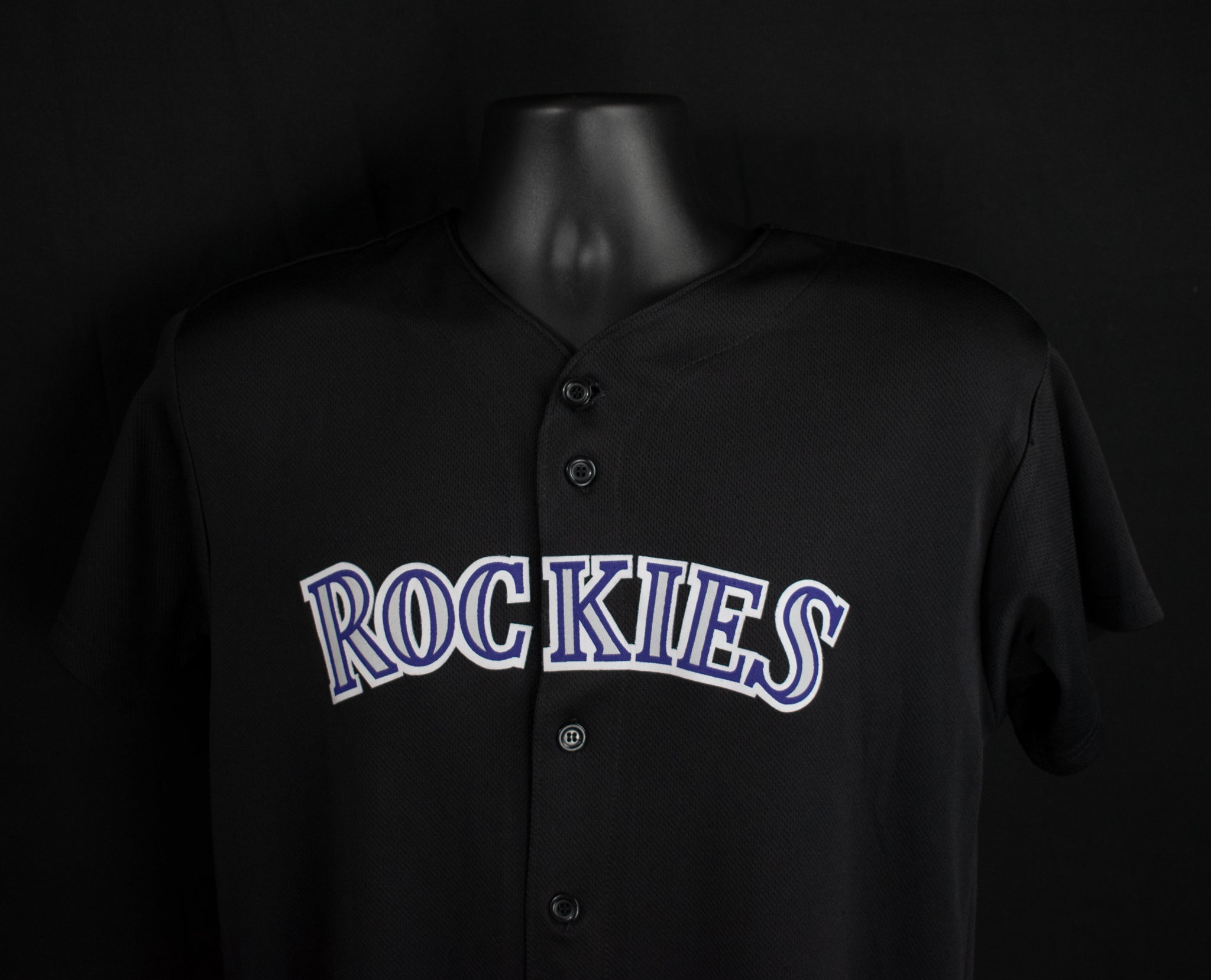 Colorado Rockies Shirt Baseball XL Youth Jersey Black Majestic Button Up