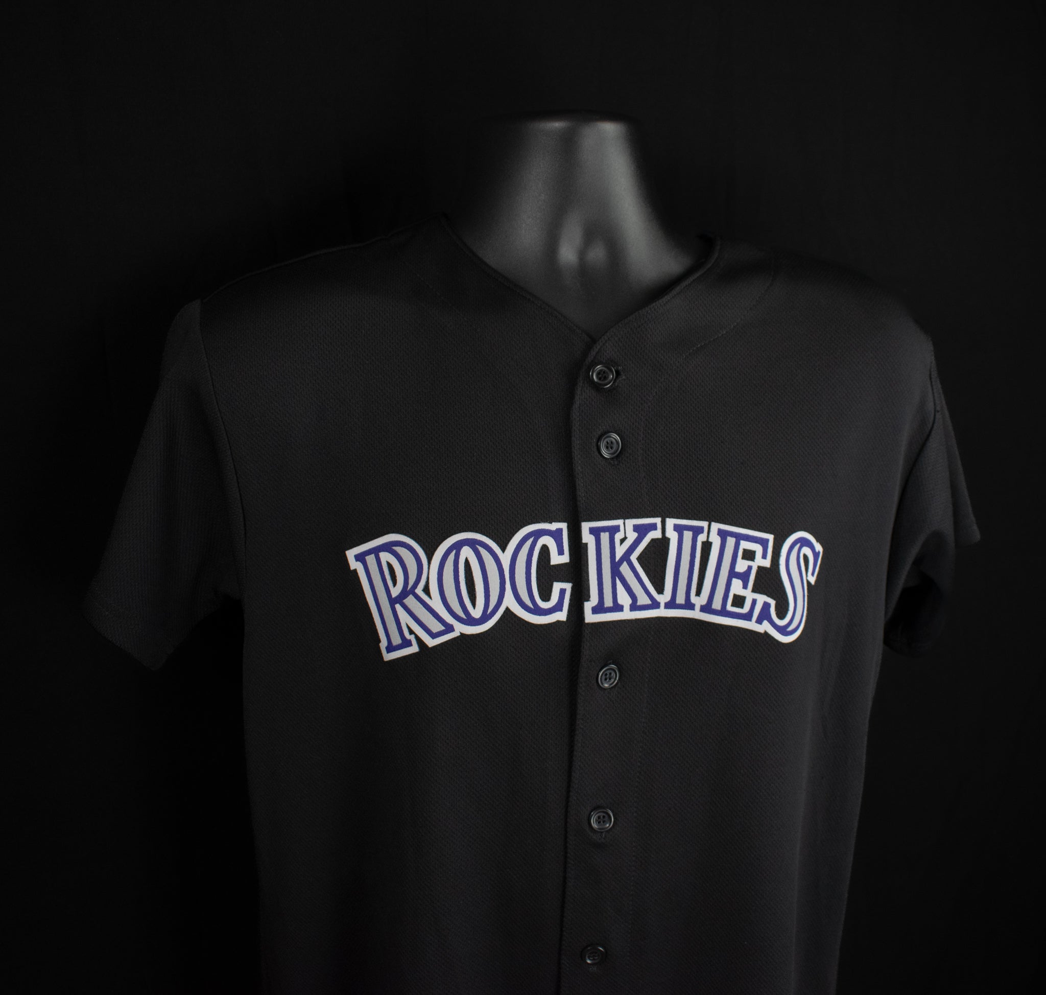 Colorado Rockies Shirt Baseball XL Youth Jersey Black Majestic Button Up