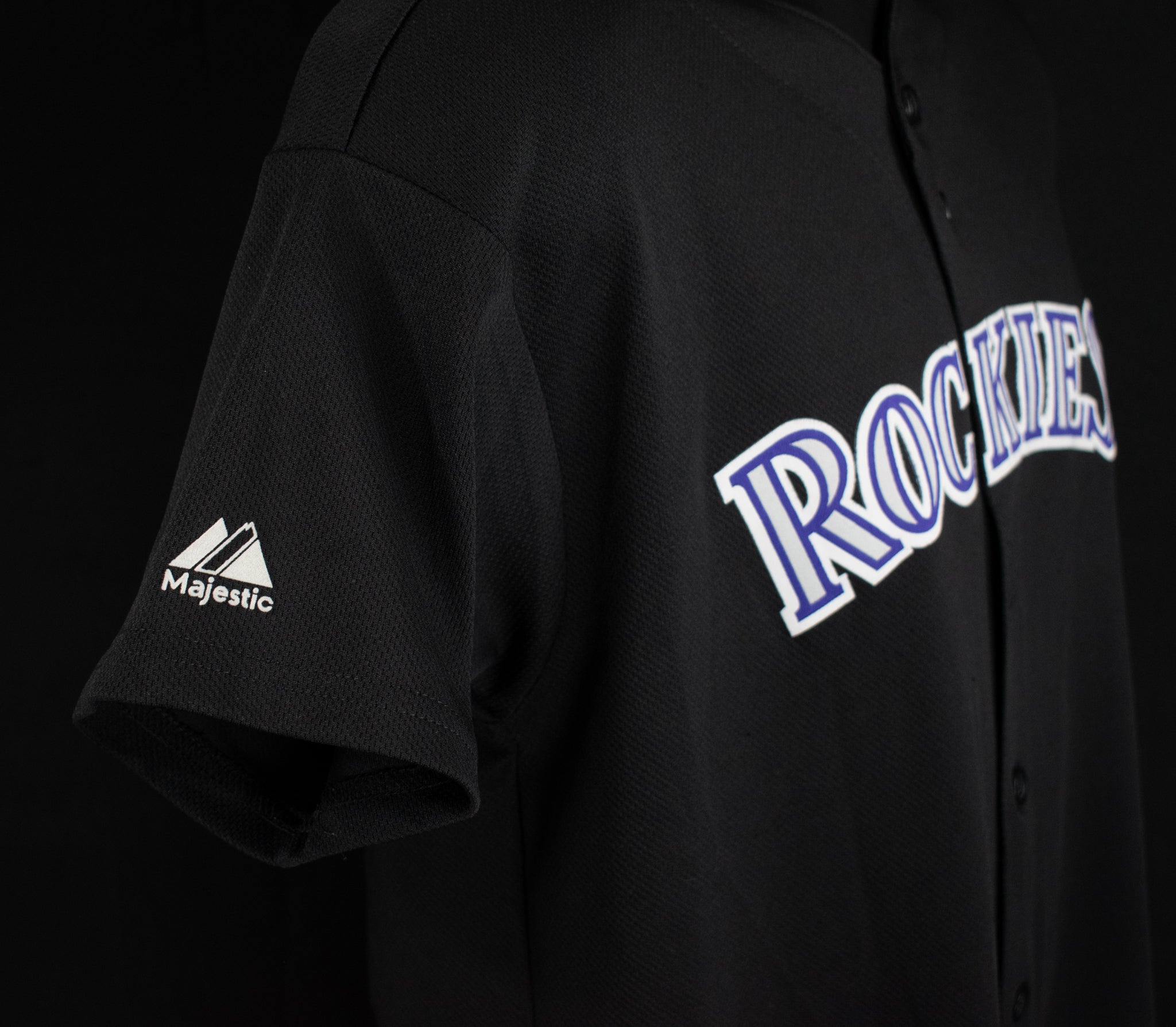 Colorado Rockies Shirt Baseball XL Youth Jersey Black Majestic Button Up